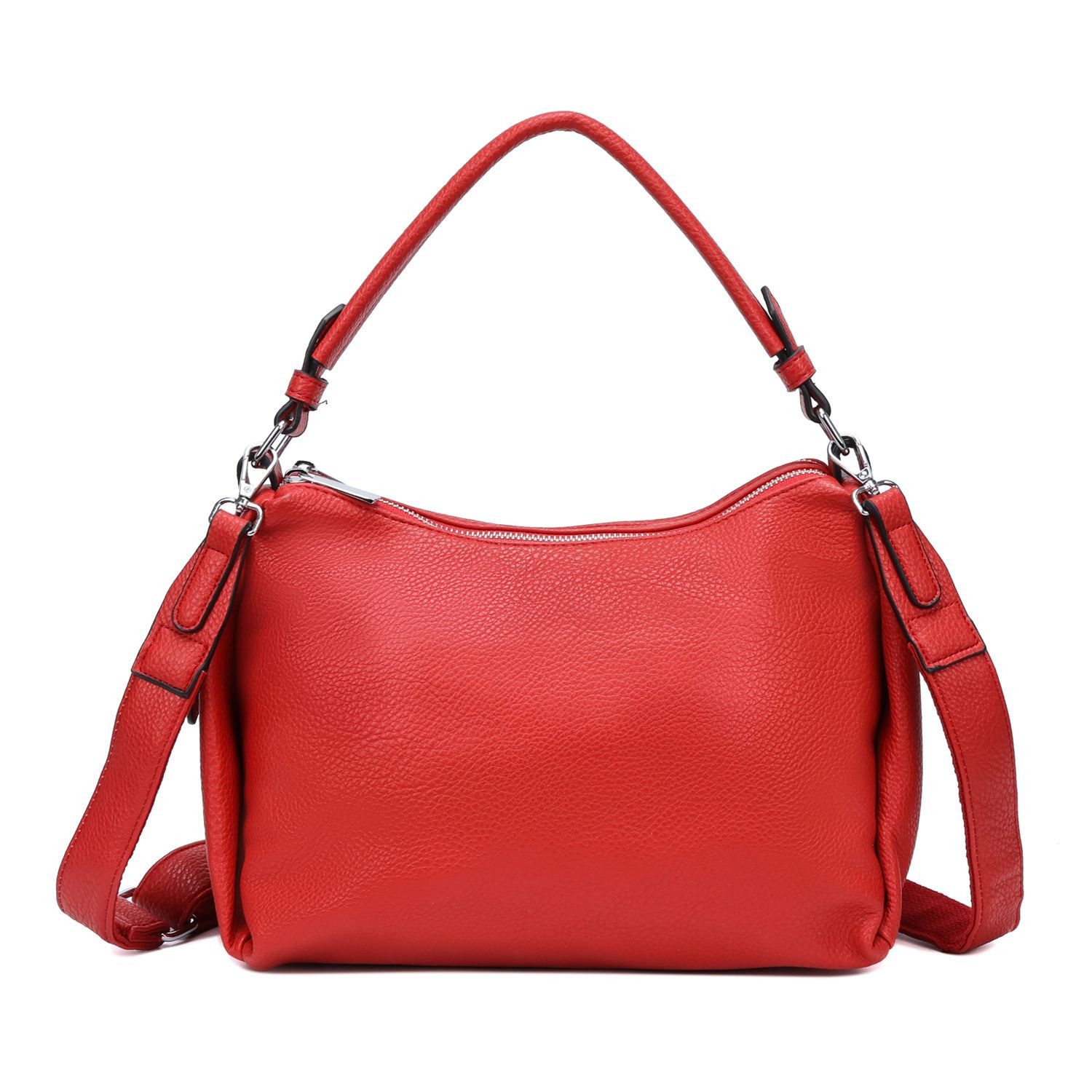 ITALYSHOP24 Schultertasche DAMEN TASCHE SHOPPER Umhängetasche Crossover Hobo Bag Leder Optik (Spar-Set: Tasche mit 2 Gürtel. Zusatz Stoffgurt/Umhängeband, mit Schultergurt), Henkeltasche Reisetasche Crossbag für Büro Freizeit Urlaub BodyBag