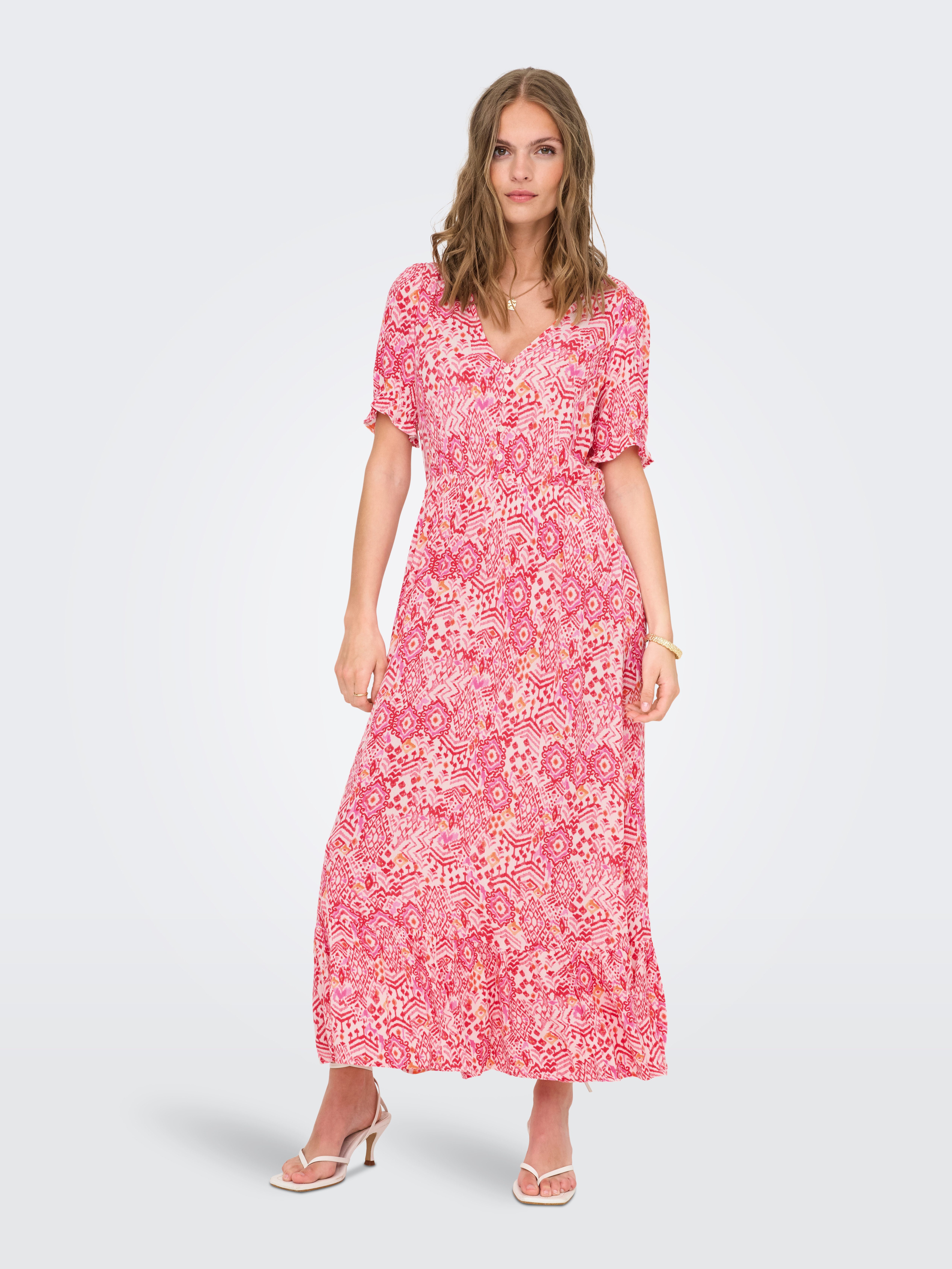 ONLY Maxikleid ONLCHIANTI S/S LONG DRESS WVN NOOS Viskose, regular fit
