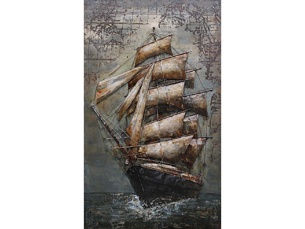 IDYL Metallbild IDYL Metall-Bild mit 3D-Effekt Antikes Schiff