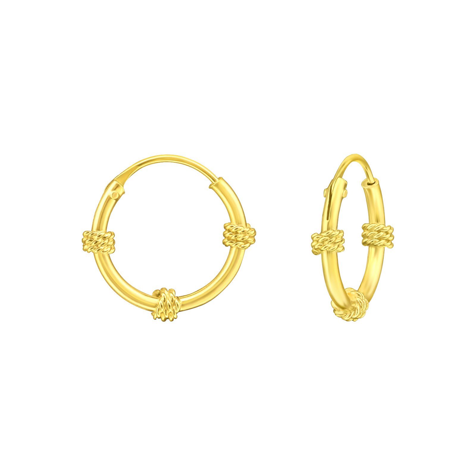 Creolen (2 goldfarben BUNGSA Design Ohrringe Stück), Ohrschmuck (1 925 Creolen-Set Damen 2-tlg), Paar Bali aus Silber