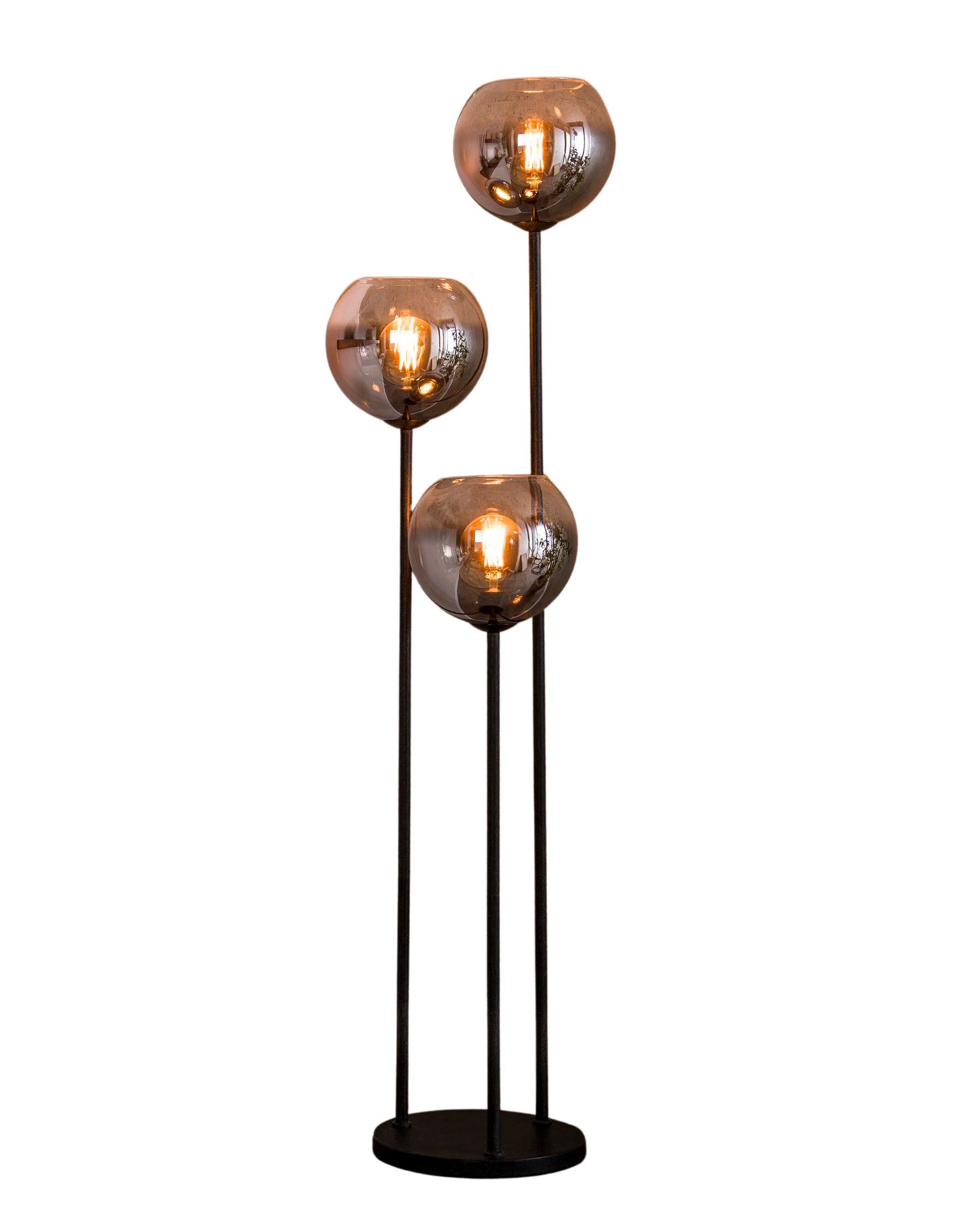 leven! Annekathrin Storkebaum Stehlampe Stehleuchte GLOBE 3-Fassungen Glaskugeln Rauchglas mit Farbverlauf, Höhe 162 cm