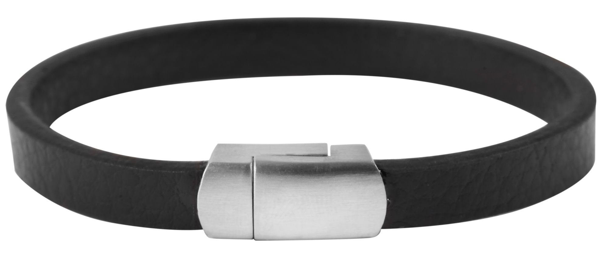 AKZENT Lederarmband Milania Unisex Armband aus Echtleder, Magnetverschluss, Schwarz (einzeln)