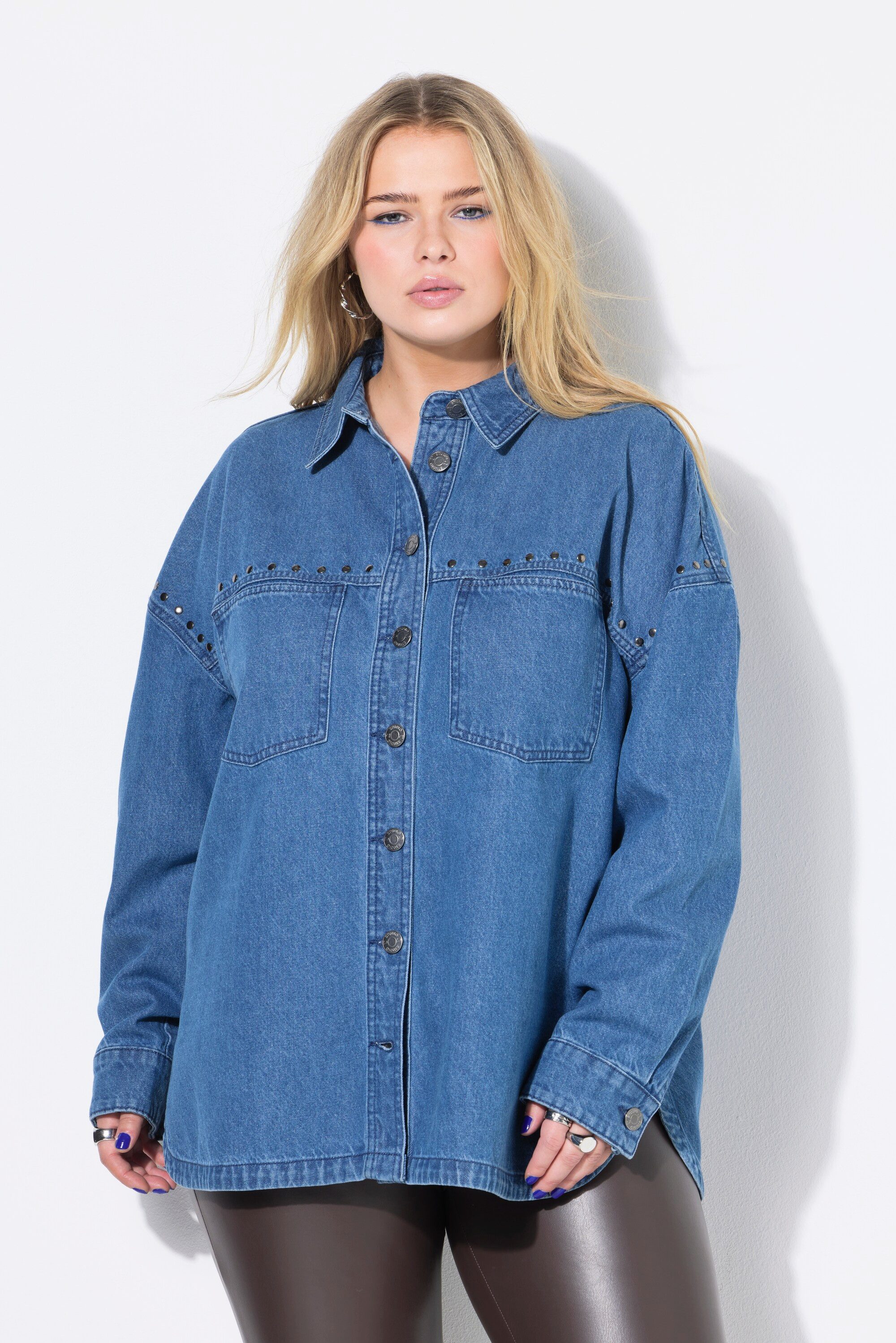 Studio Untold Hemdbluse Jeanshemd oversized Ziernieten günstig online kaufen