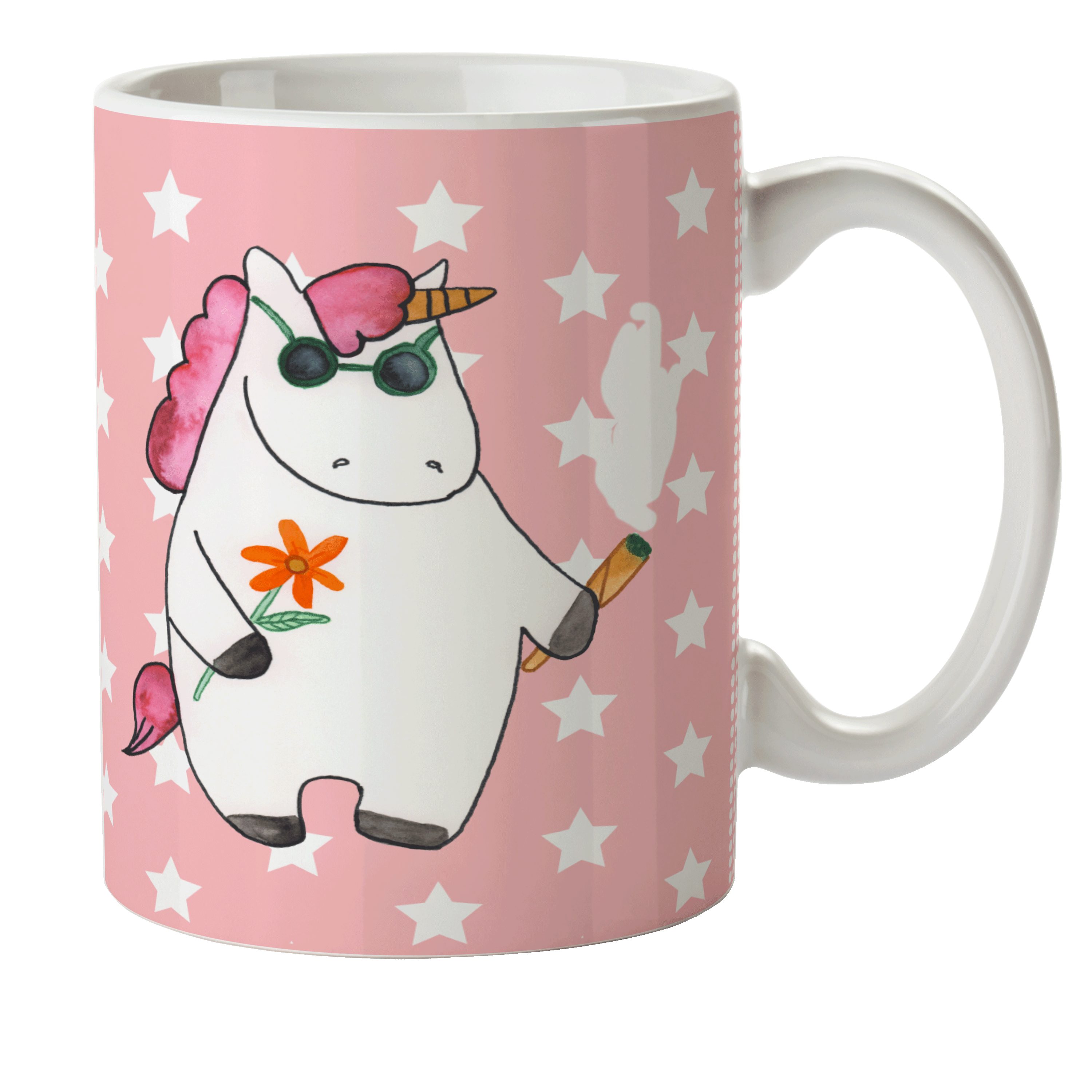 Mr. & Mrs. Panda Kinderbecher Einhorn Woodstock - Rot Pastell - Geschenk, Kaffeetasse, Kunststoff T, Kunststoff