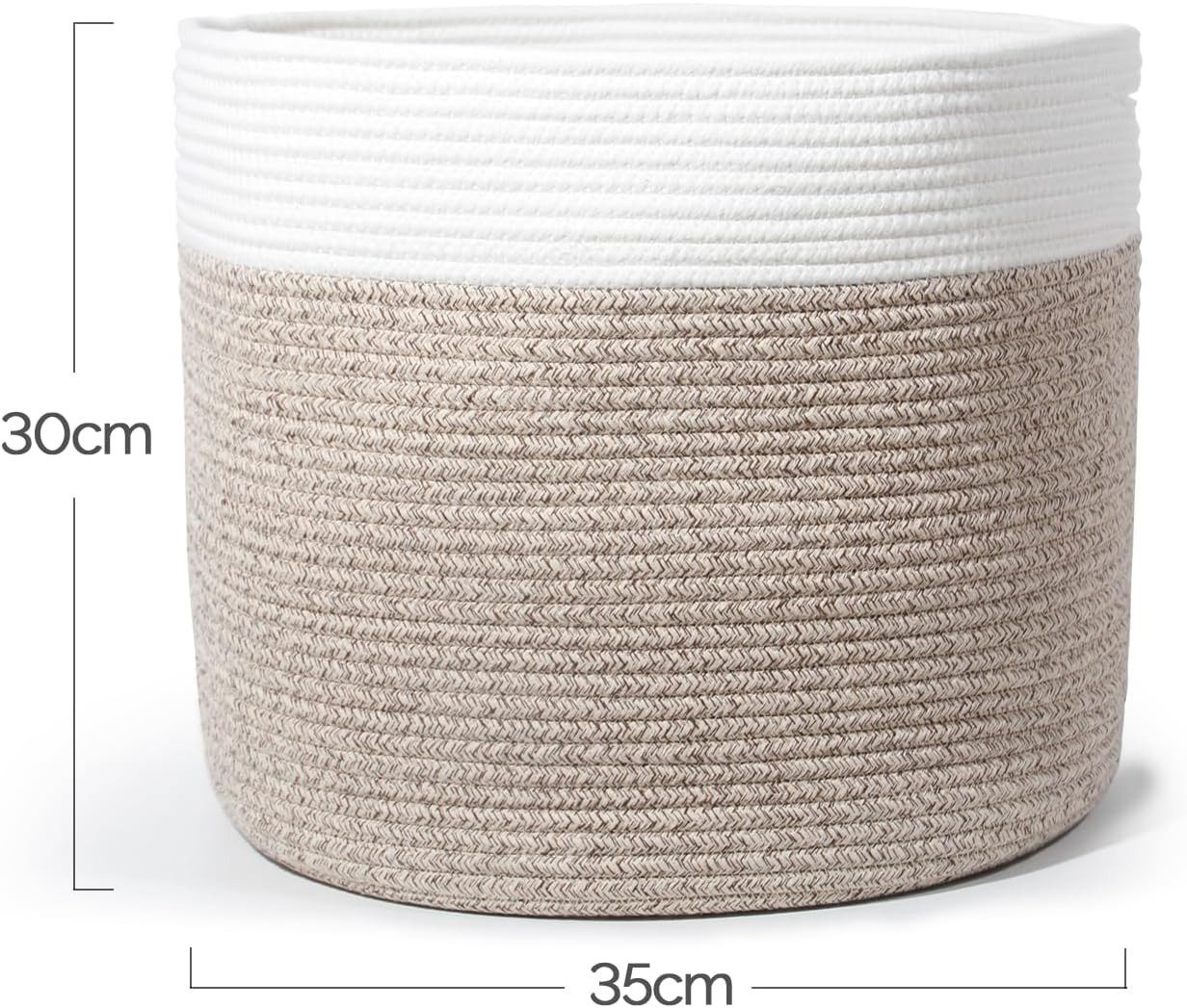 Zedelmaier Wäschekorb aus Baumwolle mit Griffen, Aufbewahrungskorb Geflochten, Korb Aufbewahrung für decken, spielzeug, kuscheltier,Kleidung