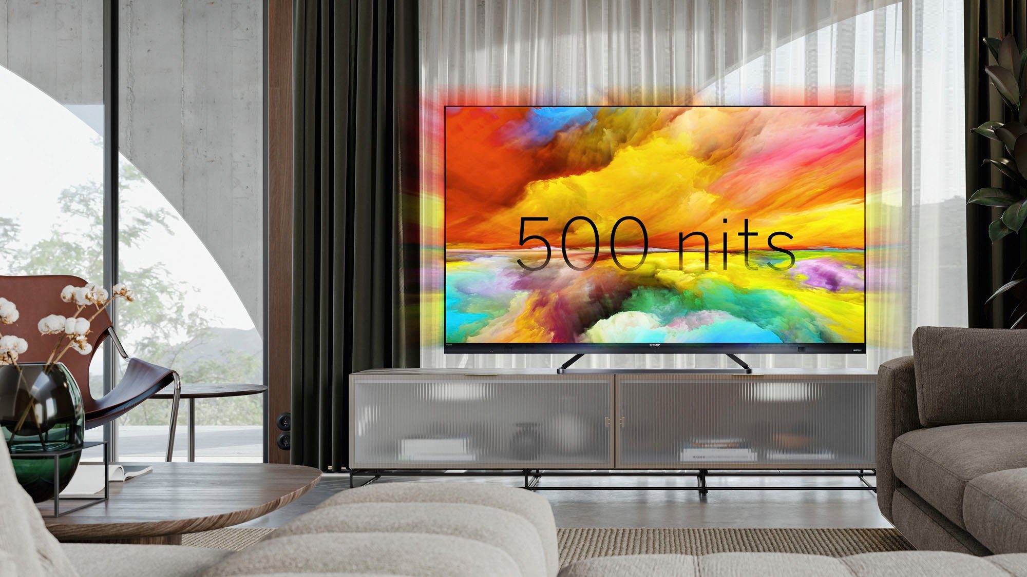 (126 4T-C50EQx Sharp Ultra LED-Fernseher Zoll, Smart-TV) cm/50 4K TV, Android HD,