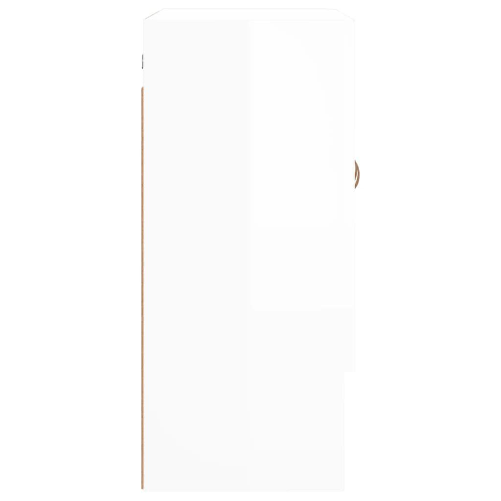 vidaXL Hochglanz-Weiß Wandschrank (1-St) Holzwerkstoff Fächerschrank 60x31x70 cm