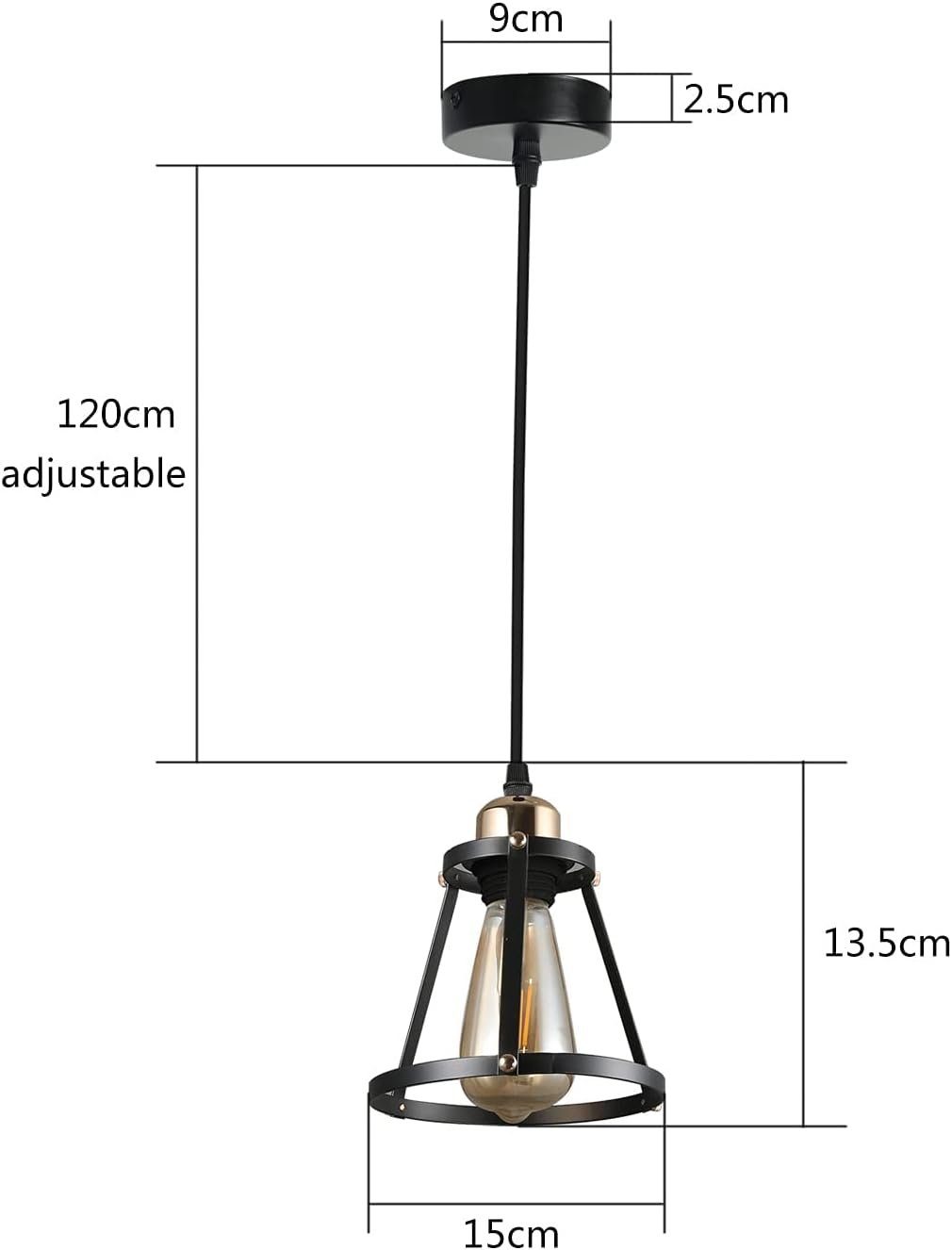 Esstischlampe Vintage 1-flammig Schwarz 120cm Pendelleuchte LED Industrial ZMH Metall