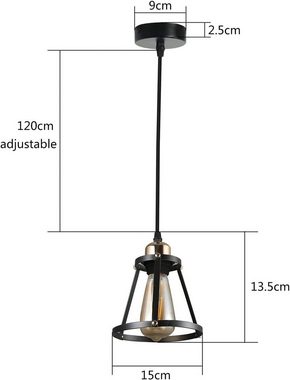 ZMH LED Pendelleuchte Vintage Schwarz Industrial Metall 1-flammig Esstischlampe 120cm