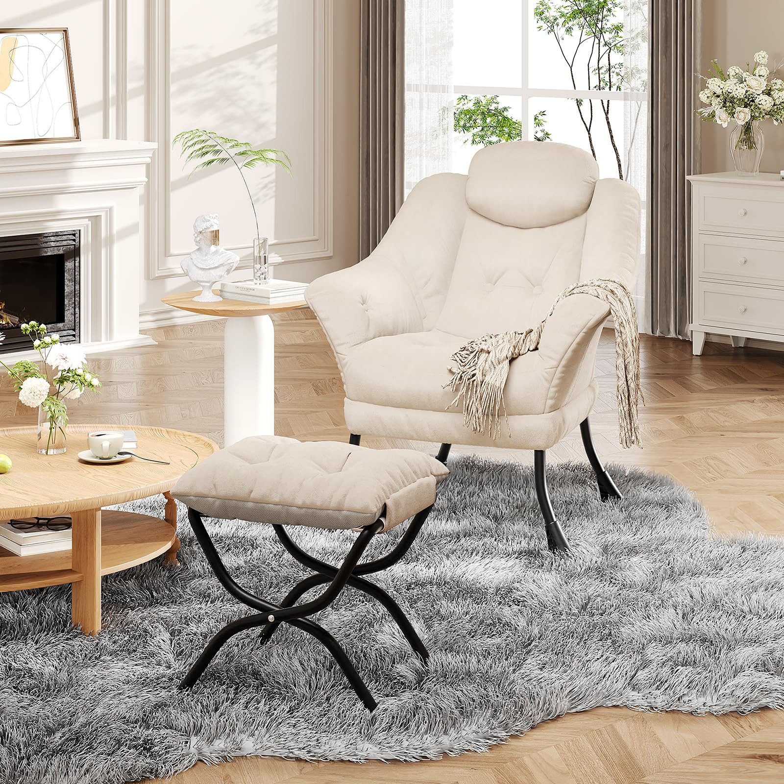 GarveeMore Ohrensessel Relaxsessel mit Hocker Ohrensessel Polstersessel Fau günstig online kaufen