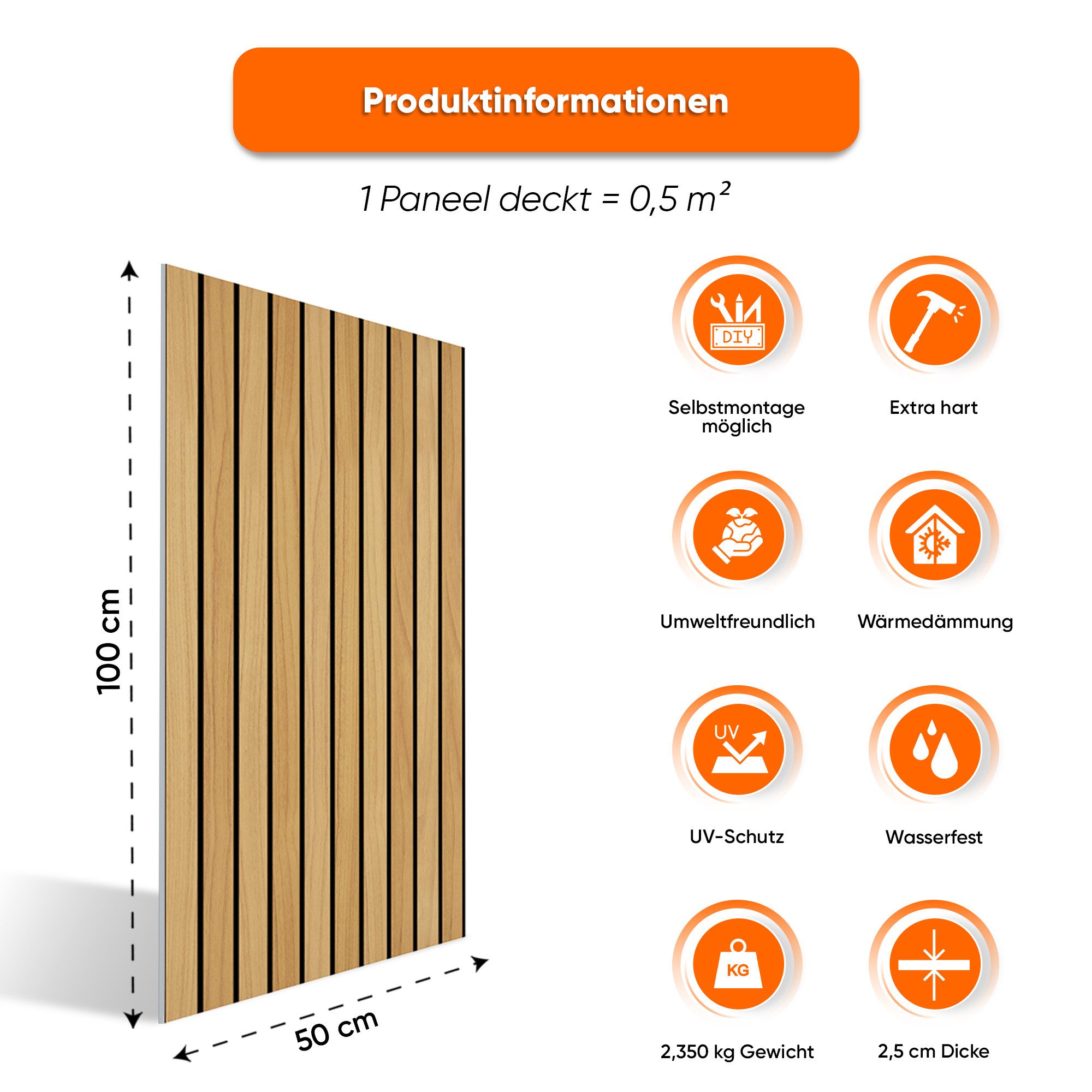 IZODEKOR 3D Wandpaneel EPS Styropor Wandverkleidung in Steinoptik – für Innen & Außen, BxL: 50x100 cm, 0,50 qm, (1er- oder 10er-Set, optional mit 4 Montageklebe – Bild 2 von 5