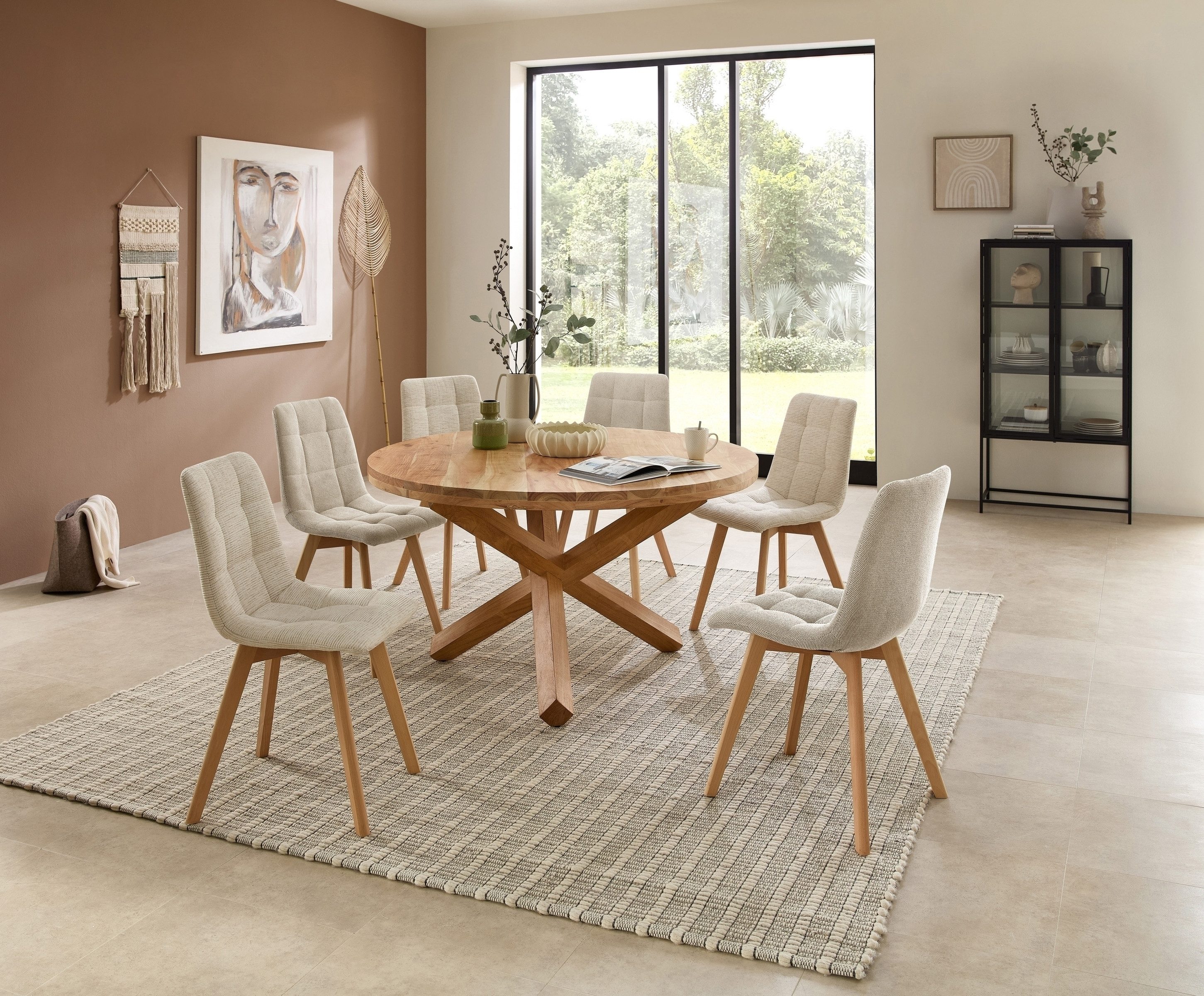 PREISBRECHER 4-Fußstuhl Belana (2er Set), (2er Set) in beige, Buche - 55x89x46 (BxHxT)