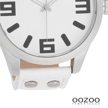 OOZOO Quarzuhr Oozoo Unisex Armbanduhr Timepieces Analog, Damen, Herrenuhr rund, extra groß (ca. 51mm) Lederarmband, Fashion