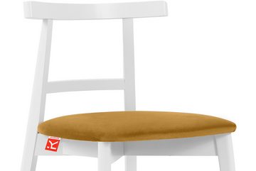 Konsimo Esszimmerstuhl Esstischstühle LILIO Holzstühle Polsterstühle 2 St, hergestellt in der EU, Buchenholzrahmen, weiße Rahmenfarbe, Vintage