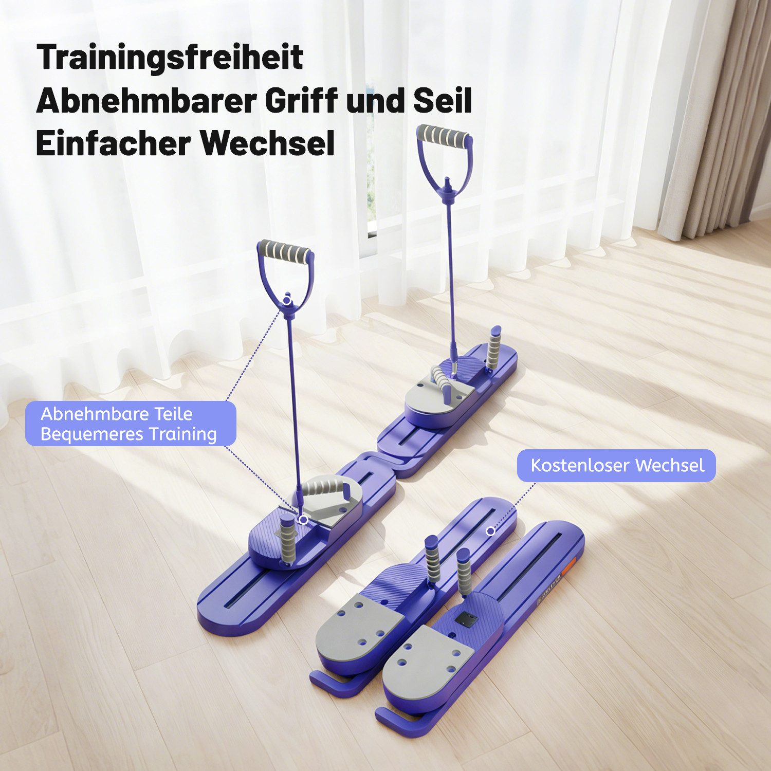 kehot Ganzkörpertrainer Geteiltes Pilates Board Set mit Gleitblöcken für Ganzkörper-Workout, (Multifunktions Bauchtrainer mit Widerstandsbändern und Yogamatte, Mobiles Ganzkörpertraining für Core Kraft und Balance Übungen), Kompaktes Fitnessboard für Home Gym Yoga und Pilates Training