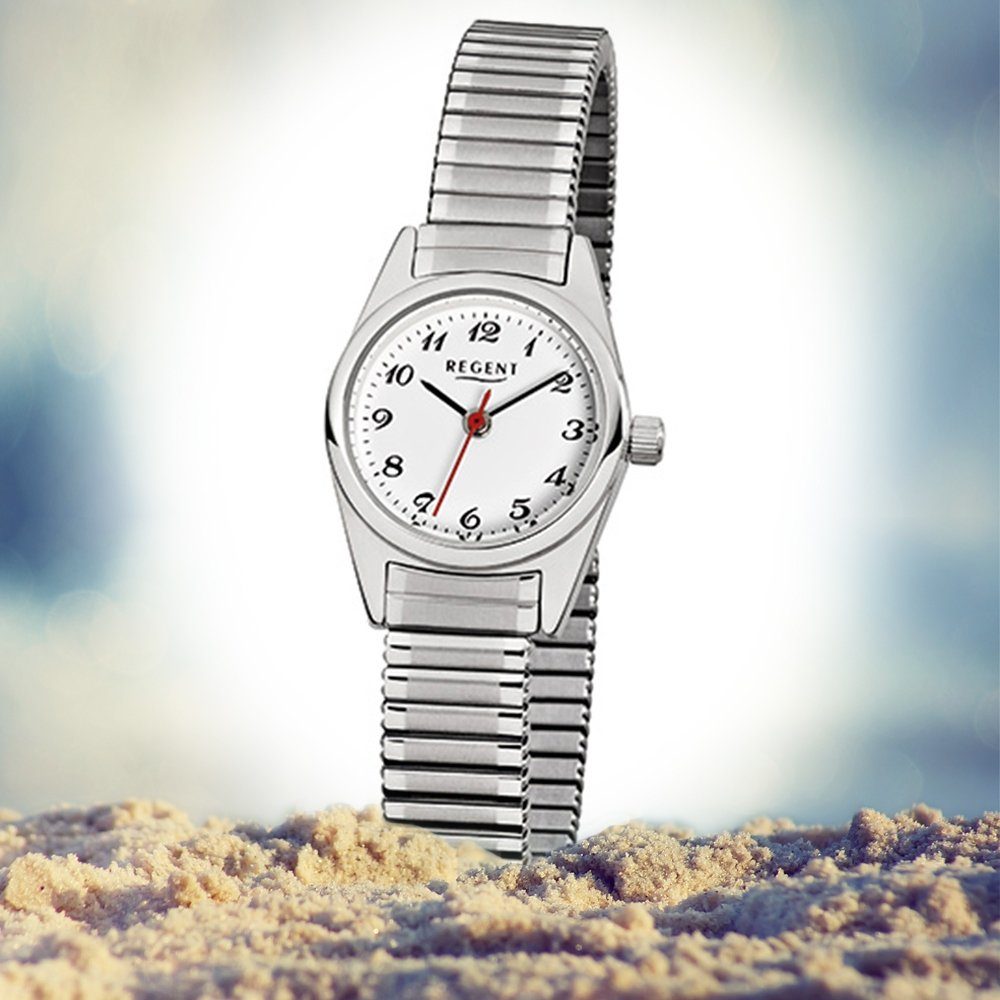 Regent Damen Armbanduhr (ca. rund, Edelstahlarmband Damen-Armbanduhr Quarzuhr F-270, 22mm), Analog silber Regent klein