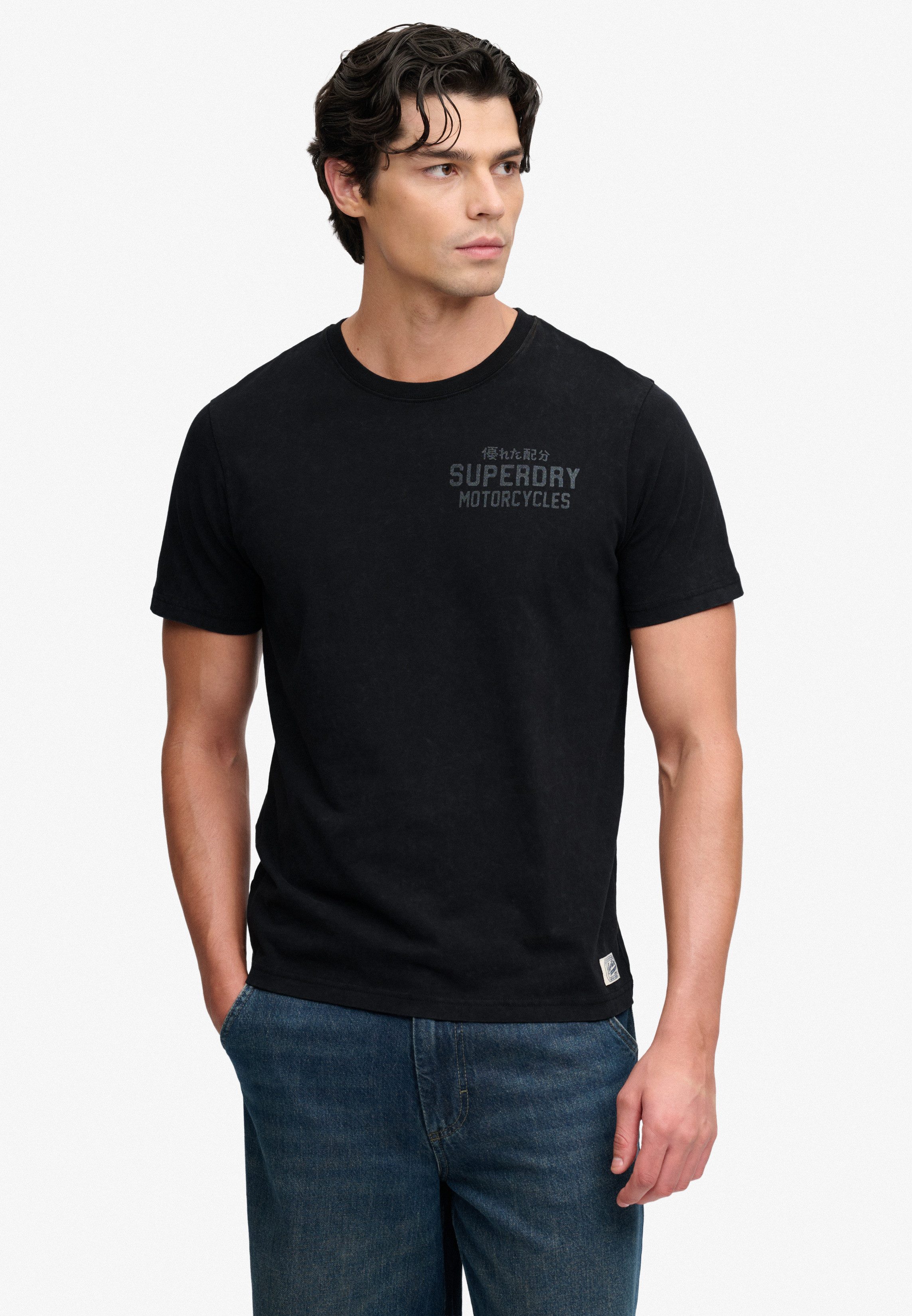 Superdry Rundhalsshirt VINTAGE BIKER TEE Baumwolle, relaxed fit