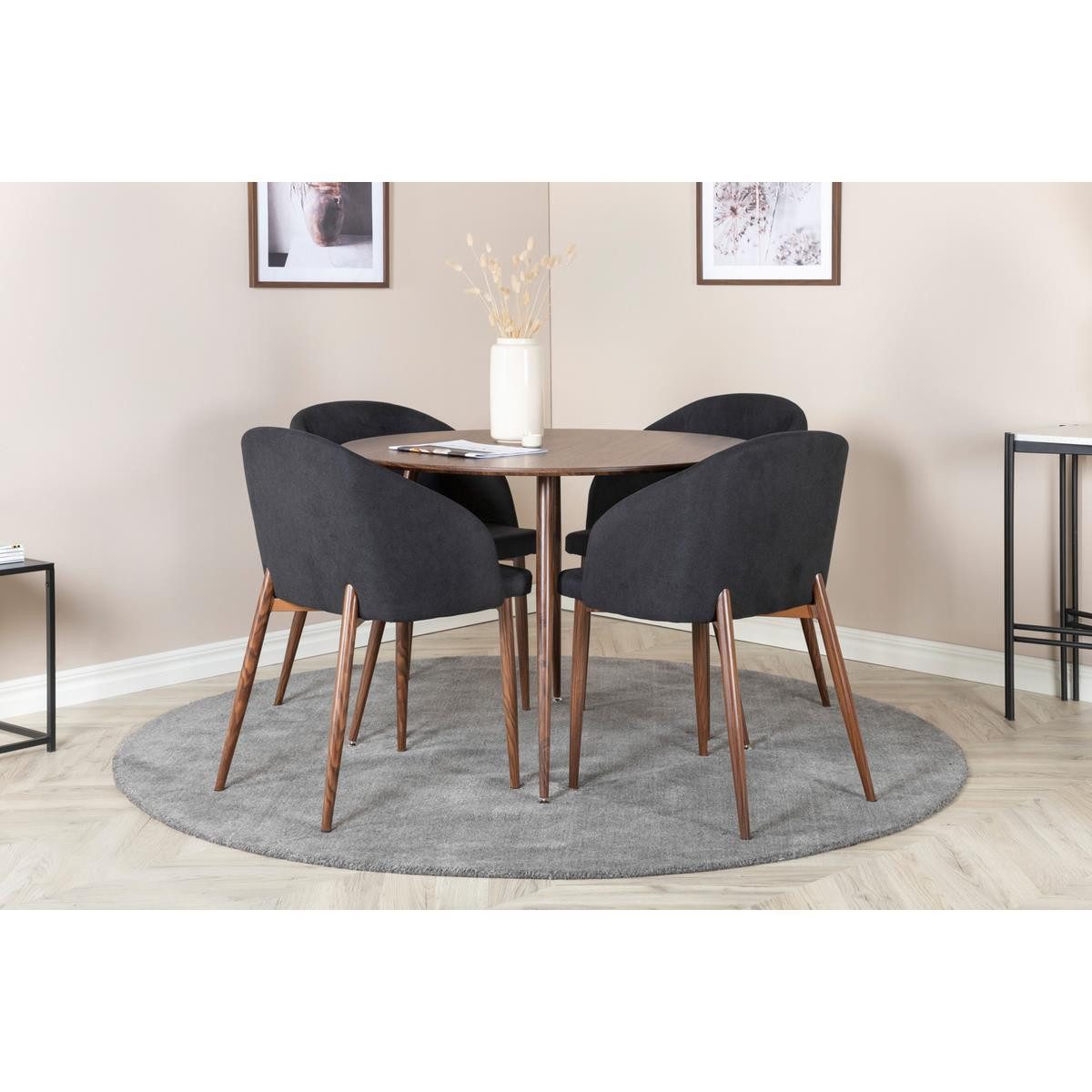BOURGH Esstisch FLORENZ Esszimmertisch Ø100x75cm - runder Esstisch in walnuss, Tisch in modernem Design