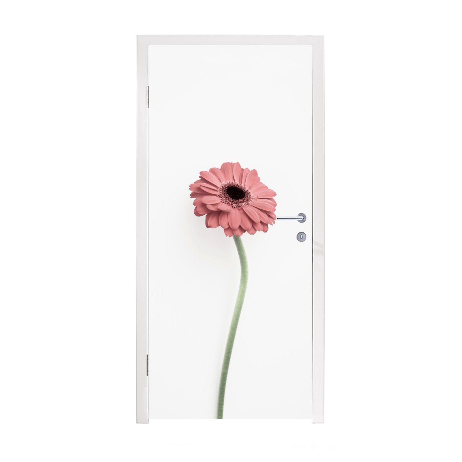 MuchoWow Türtapete Blumen für - cm Türaufkleber, bedruckt, Weiß 75x205 Tür, - - Pflanze, Matt, Fototapete St), Rosa Natur (1 