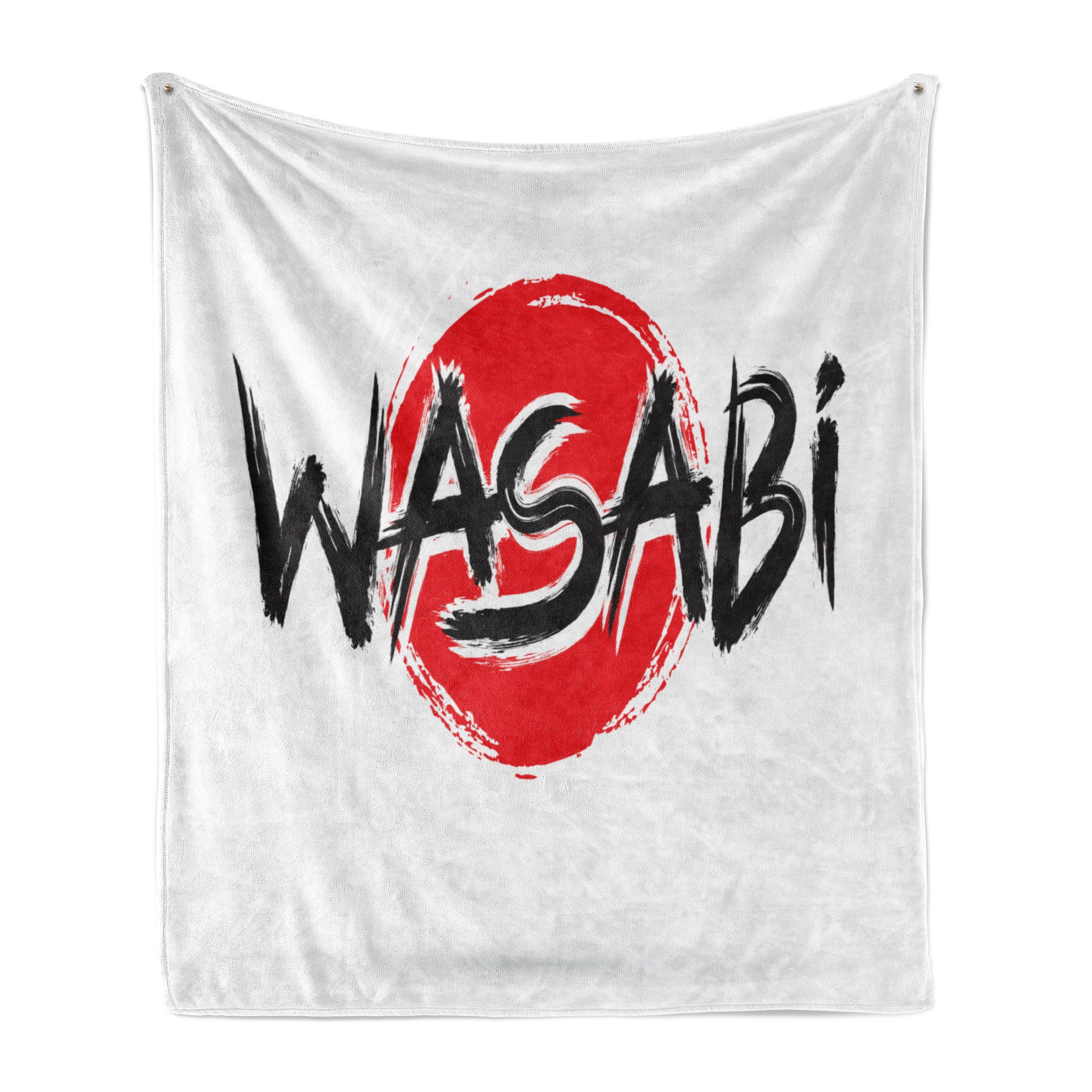 Wohndecke Gemütlicher Plüsch für den Innen- und Außenbereich, Abakuhaus, Wasabi Wort Geschrieben auf Flagge Runde