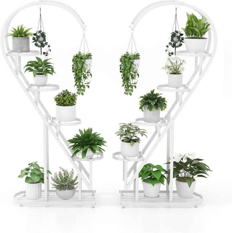 KOMFOTTEU Blumenständer 5-stufiger Metall-Pflanzenständer, mit 4 Aufhängehaken