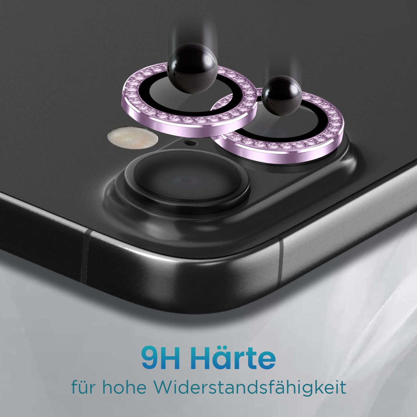 Tec-Expert Kameraschutzglas 9H Kameraglas Set Helles Violett mit Schmuckstein für Apple iPhone 17 für Apple iPhone 17, Linsenschutzglas Set, 1 Stück, Kameraschu – Bild 4 von 5