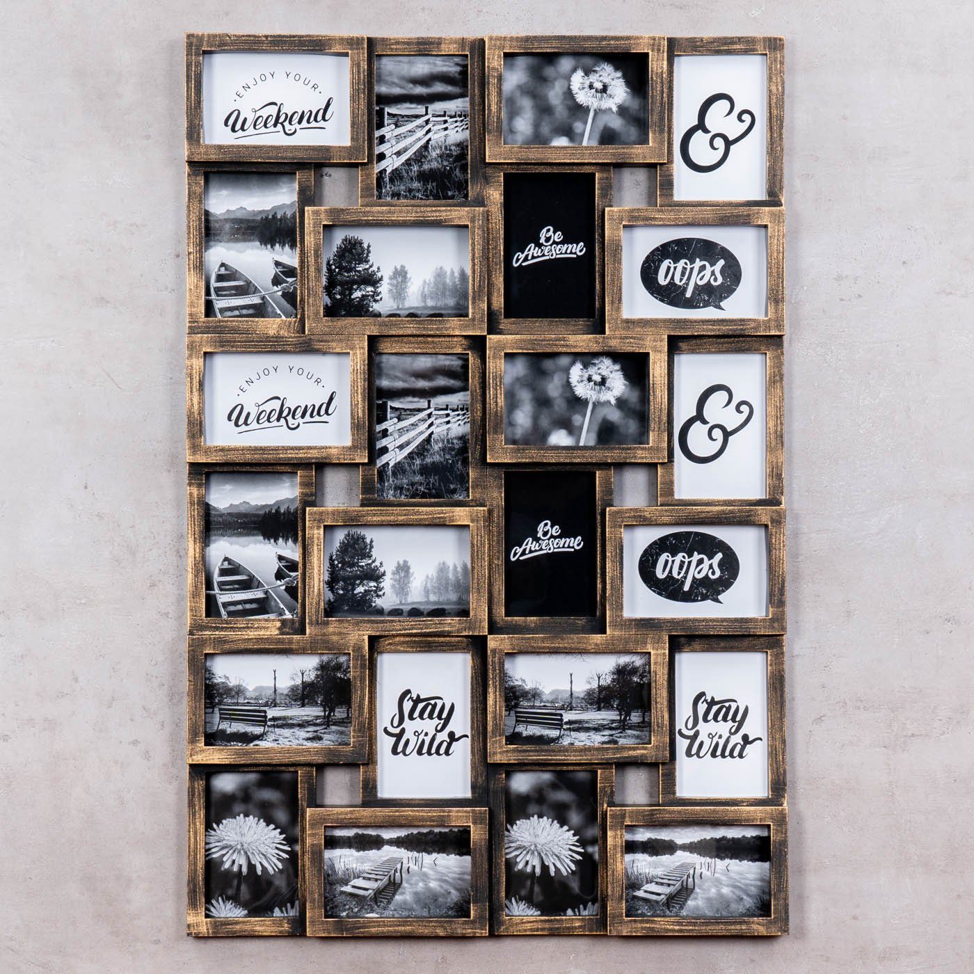 Levandeo® Bilderrahmen Collage, Bilderrahmen Schwarz Kupfer 24 Fotos 10x15c günstig online kaufen