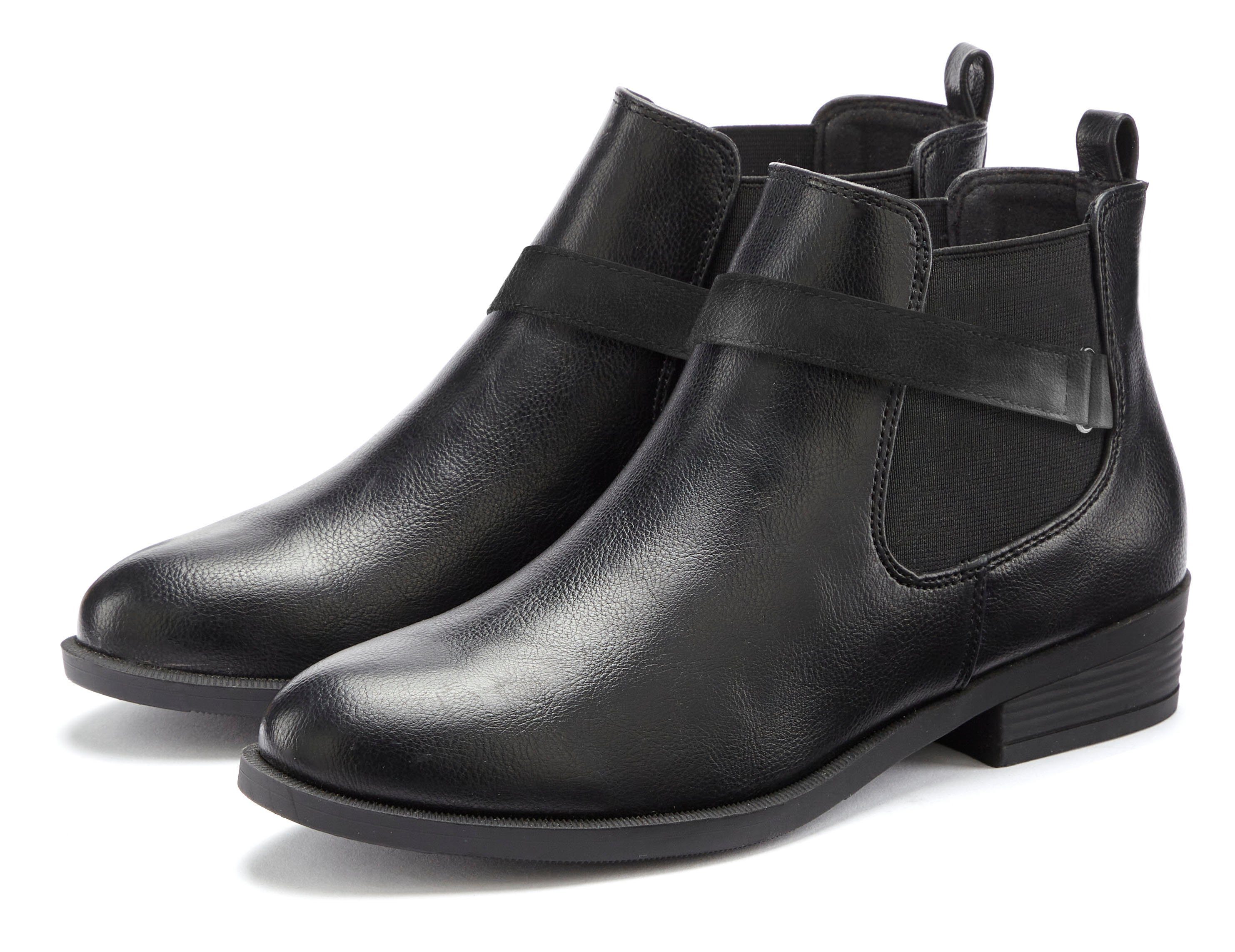 LASCANA Chelseaboots mit Stretch-Einsatz, Stiefelette, Ankle Boots VEGAN schwarz