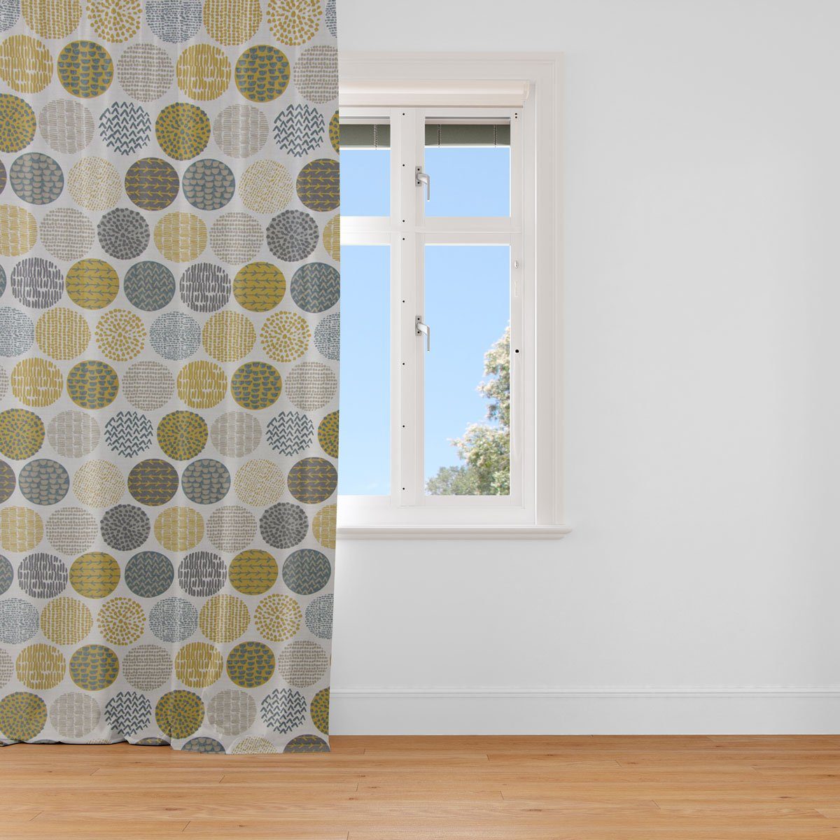SCHÖNER LEBEN. Vorhang SCHÖNER LEBEN. Vorhang creme Kreise in grau braun 245cm, blickdicht, Baumwolle, handmade