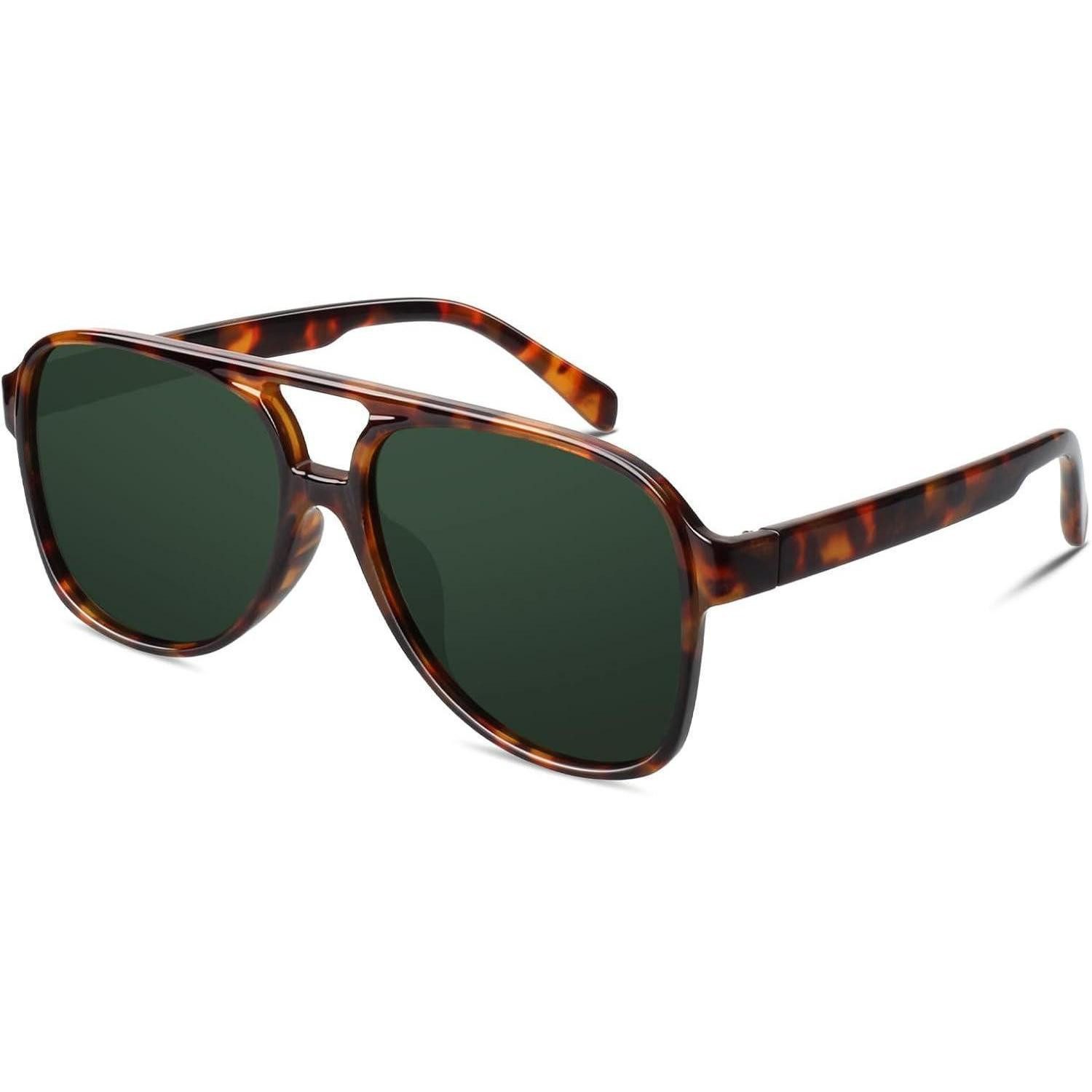 LuxusKollektion Pilotenbrille Pilotenbrille Retro Damen Herren 70s 1 Leopard Rahmen Grün Linse (1-St)