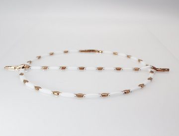 ELLAWIL Collier-Set Damenhalskette Schmuckset Kette Collier & Armband Halskette (aus weißer Keramik mit rosegoldfarbener Edelstahl, Kettenlänge 49 cm, Armbandlänge 20 cm, Breite 6 mm), inklusive Geschenkschachtel
