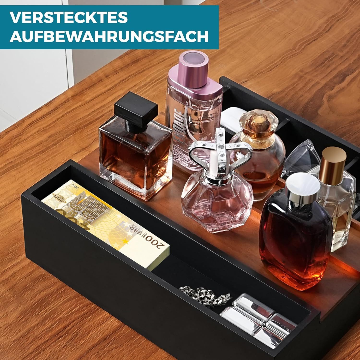 BlingBin Make-Up Organizer Parfüm Organizer,Holz Parfümständer,3 stufige Erhöhte Köln Organisator, 1er Set, 1-tlg., 32x 22x 10.5 cm, Parfüm Ständer für Schlafzimmer Kommode für Männer Frauen