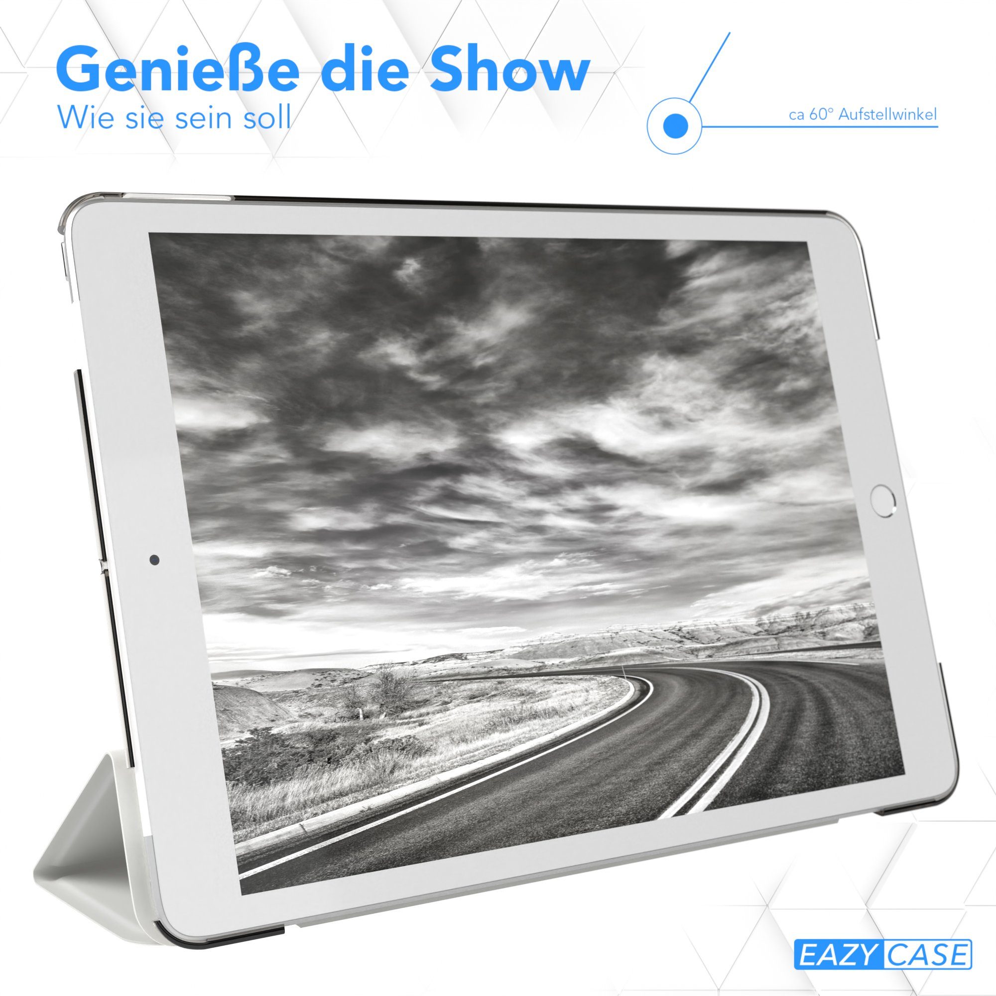 EAZY CASE Tablet-Hülle Smart Case für iPad 10,2" 7. / 8. / 9. Generation 10,2 Zoll, Tablet Case Bookcover Smart Flipcase Schutztasche magnetisch Hellgrau – Bild 4 von 5