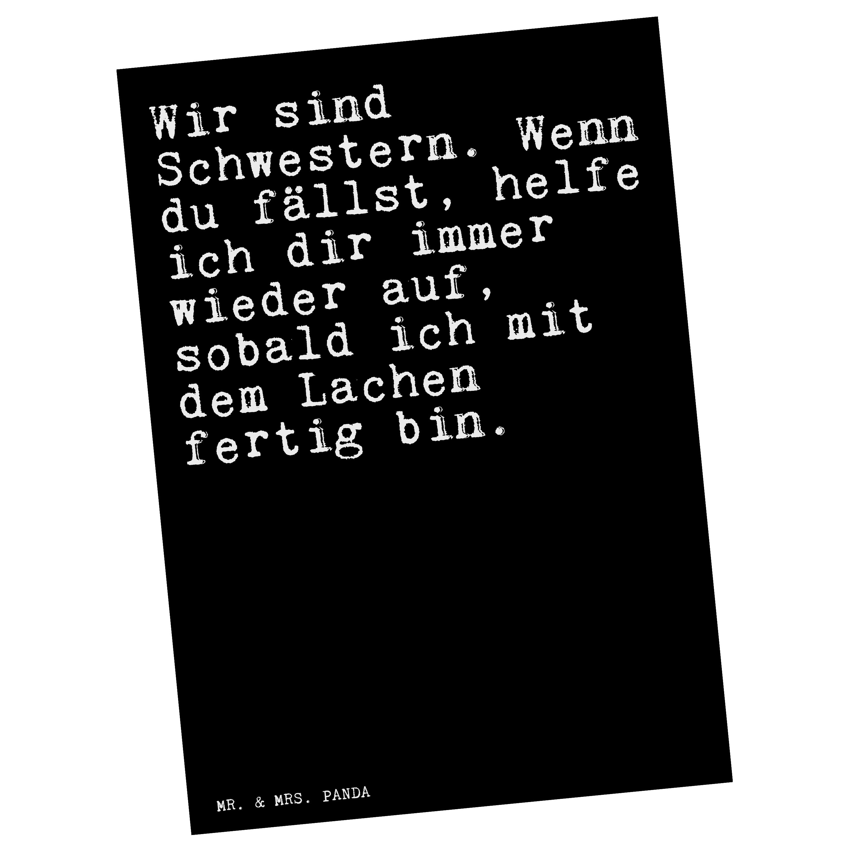 Mr. & Mrs. Panda Postkarte »Wir sind Schwestern. Wenn... Schwarz