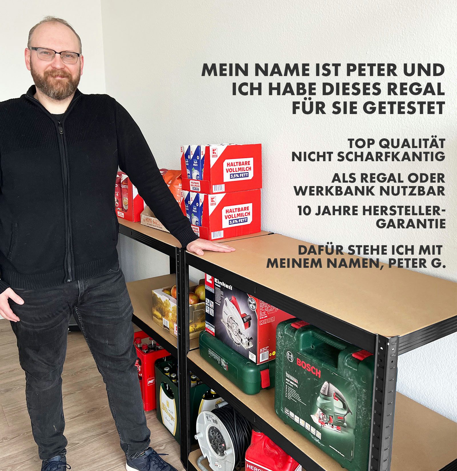 Karat Schwerlastregal Lakota aus Stahl, Belastbar bis 875kg, Aufbau ohne Werkzeug, 5 Böden, Spar-Set 2-tlg., Witterungsbeständig, In- & Outdoor, höhenverstellba – Bild 5 von 5