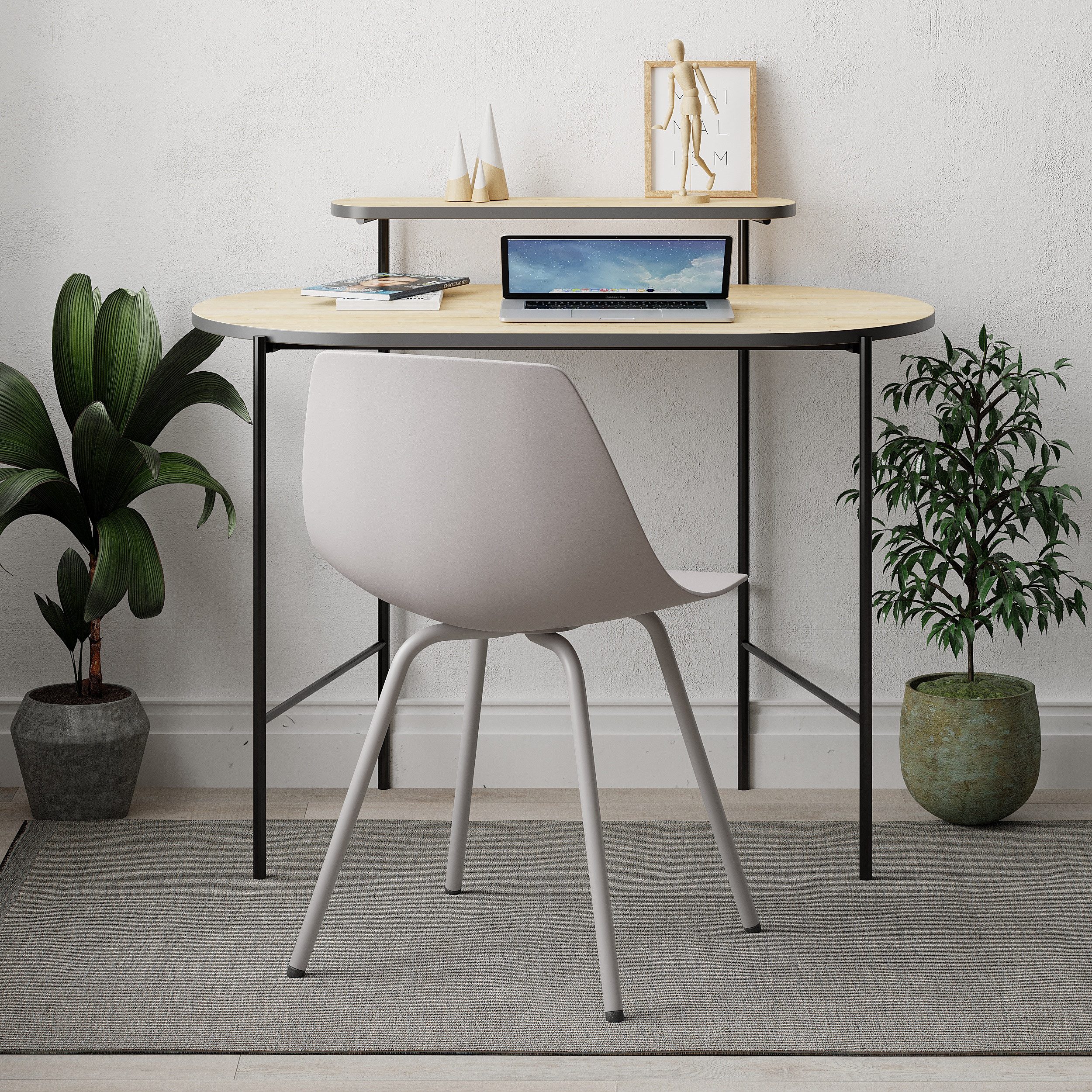 Decortie Arbeitstisch Loub (1 ticsh), Modern Schreibtisch Mit Monitorständer, 100 x 54 x 87 cm
