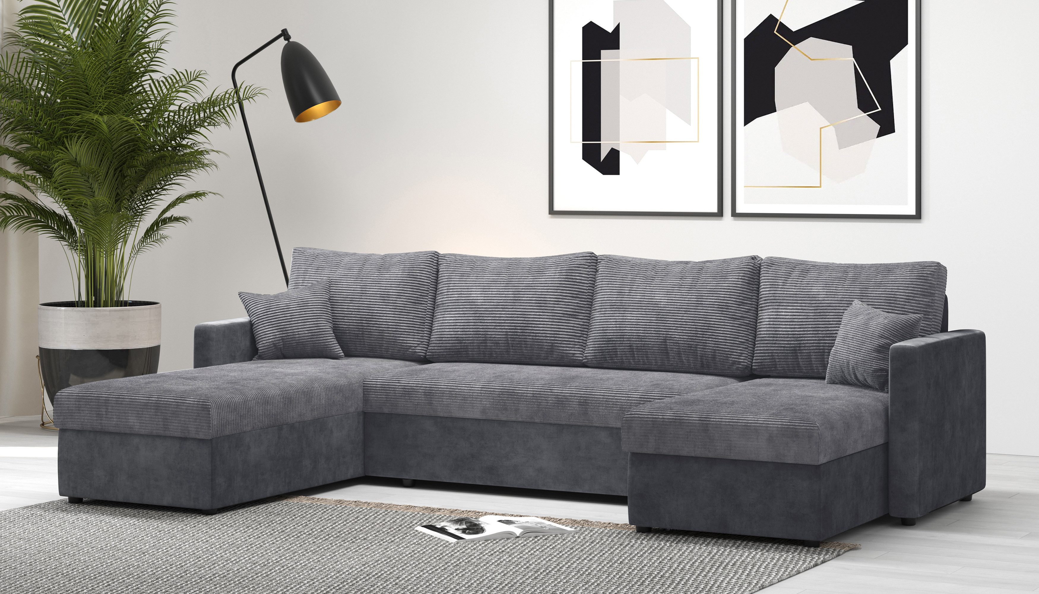 Konstanta Möbelhaus Wohnlandschaft ER 22 Boxspringsofa 290 cm, mit Federkern, Bettfunktion, Bettkasten, Sofa U-form