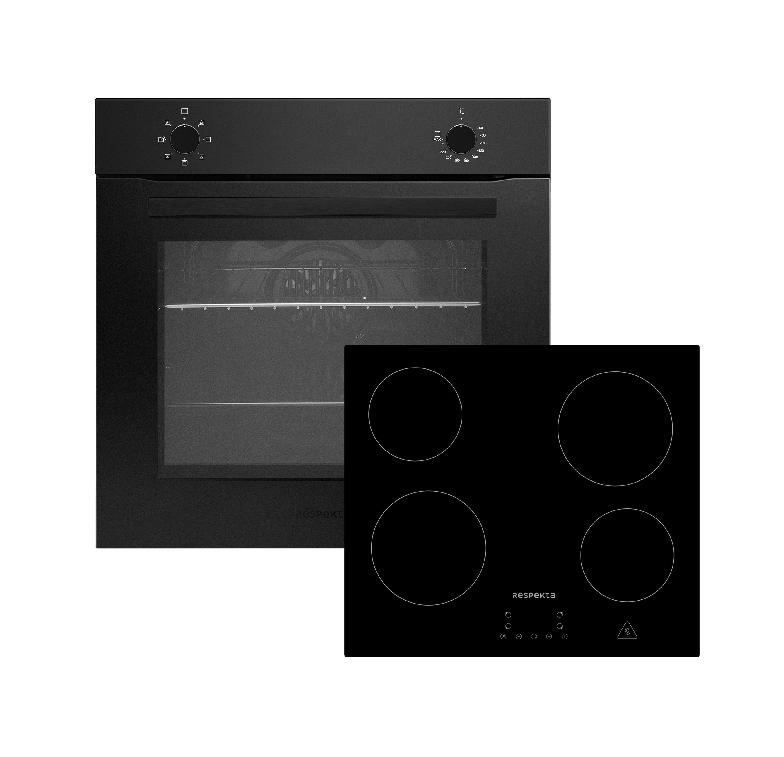 RESPEKTA Backofen-Set ASET121M4400 Janis, EEK: A; 72 Liter Garraum; Backofen mattschwarz