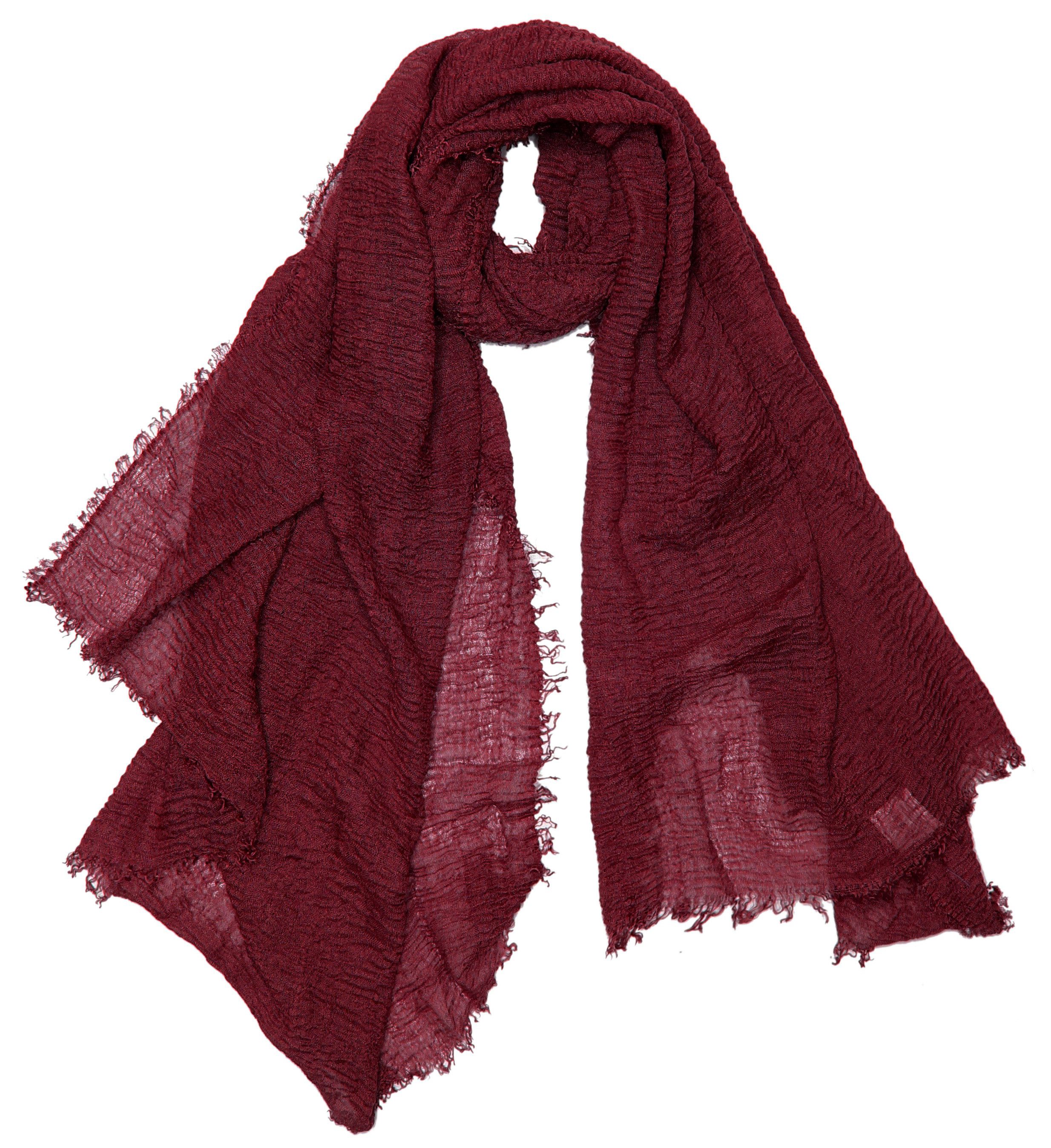 dy_mode Modeschal Damen Schal in Unifarben Halstuch Schultertuch Weicher Stoff, feine Fransen