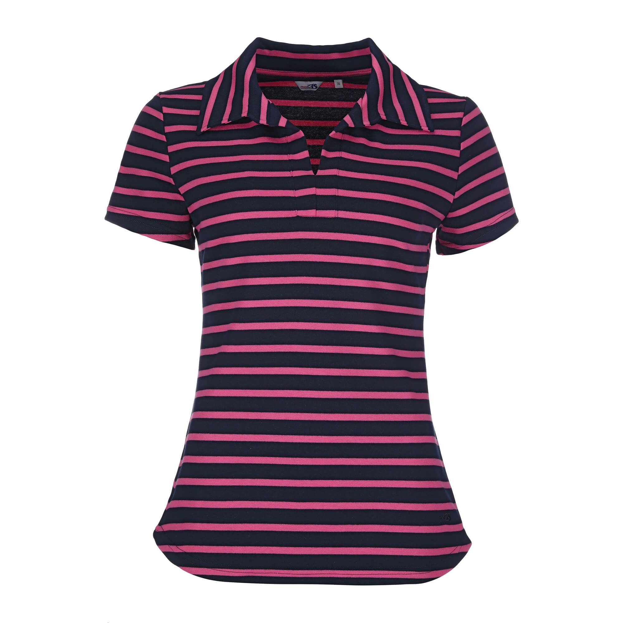 modAS T-Shirt 26602 Damen Kurzarm-Shirt gestreift mit Polokragen - Sommersh günstig online kaufen