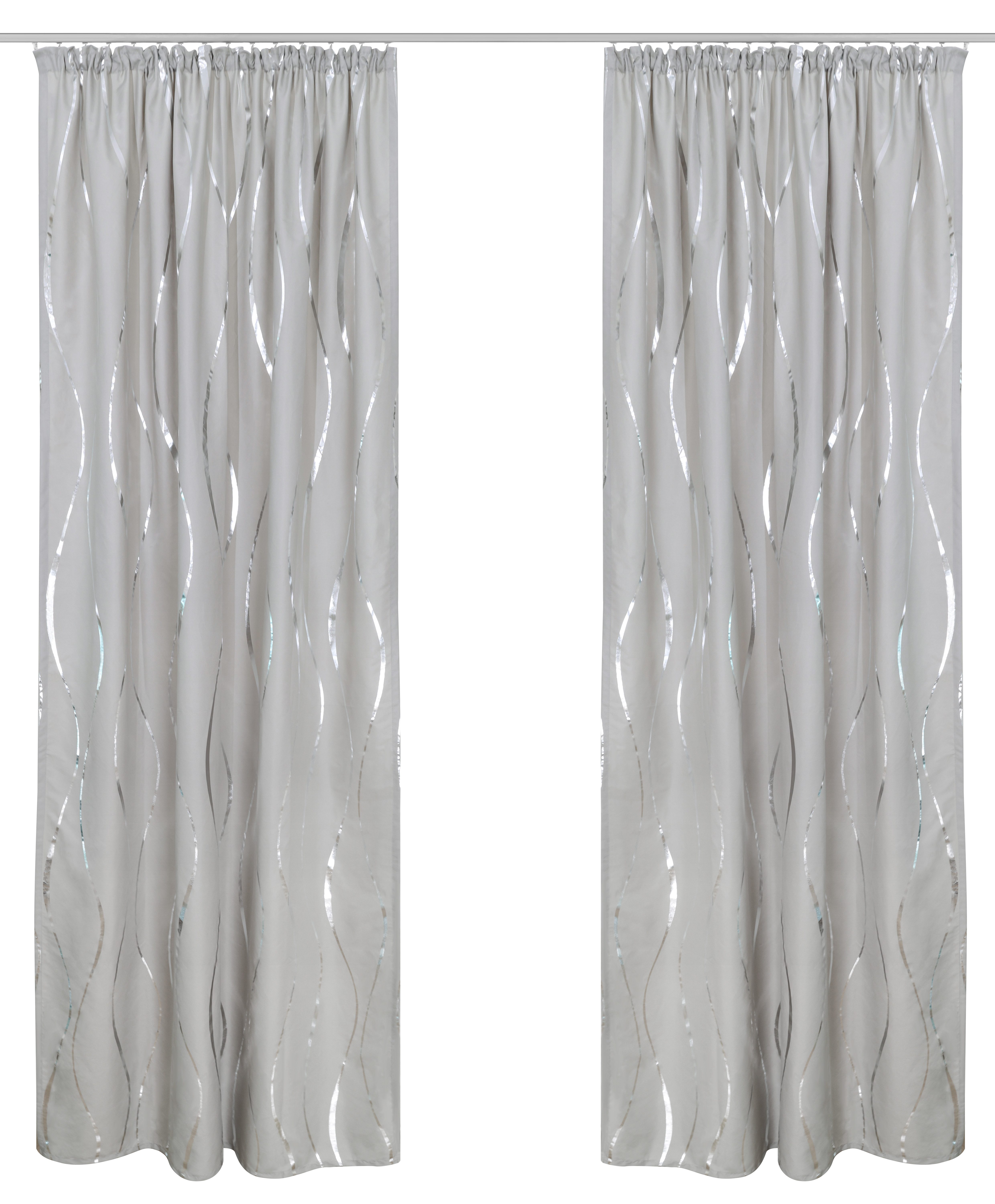 OTTO home Gardine Quinnton (2 St), Kräuselband, blickdicht, Blickdicht, 2er‑Set. Metallic‑Akzenten, Kräuselband