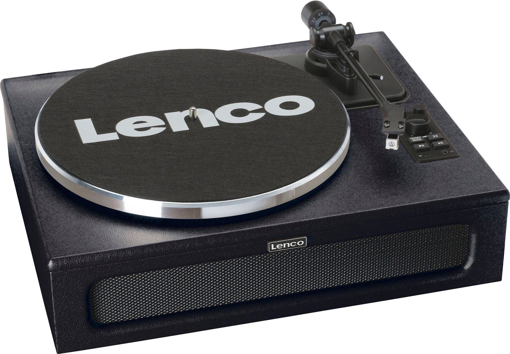 mit Lenco schwarz LS-430 Plattenspieler (Riemenantrieb) Lautsprechern Plattenspieler 4