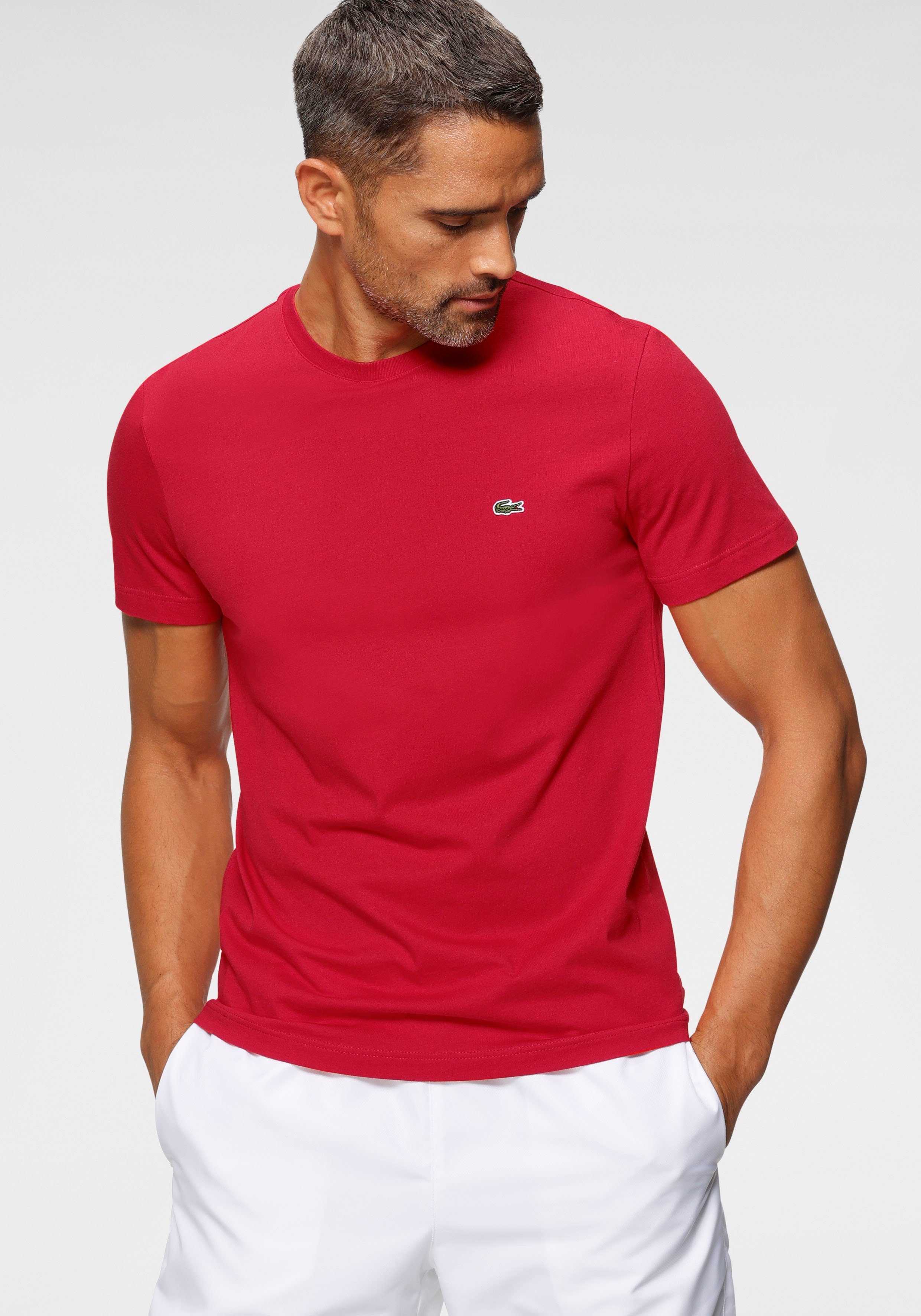 Lacoste T-Shirt (1-tlg) mit Rundhalsausschnitt rouge