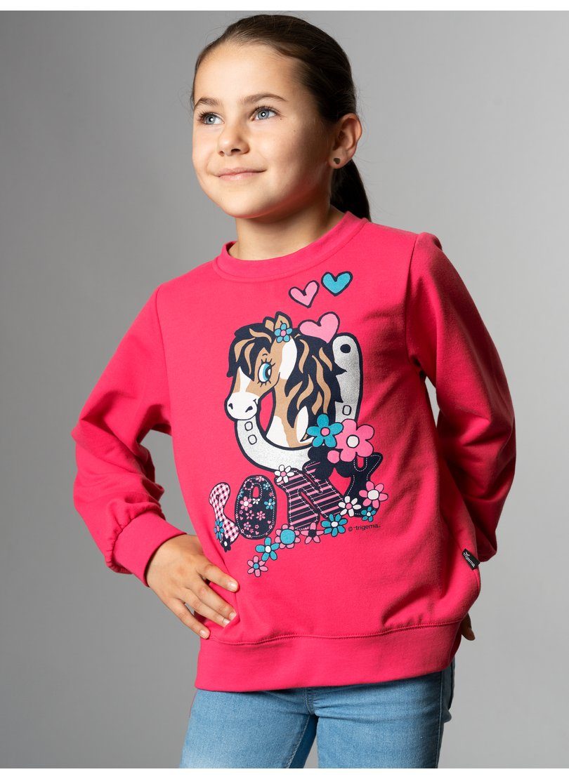 Sweatshirt Pony-Print Sweatshirt mit süßem Trigema TRIGEMA