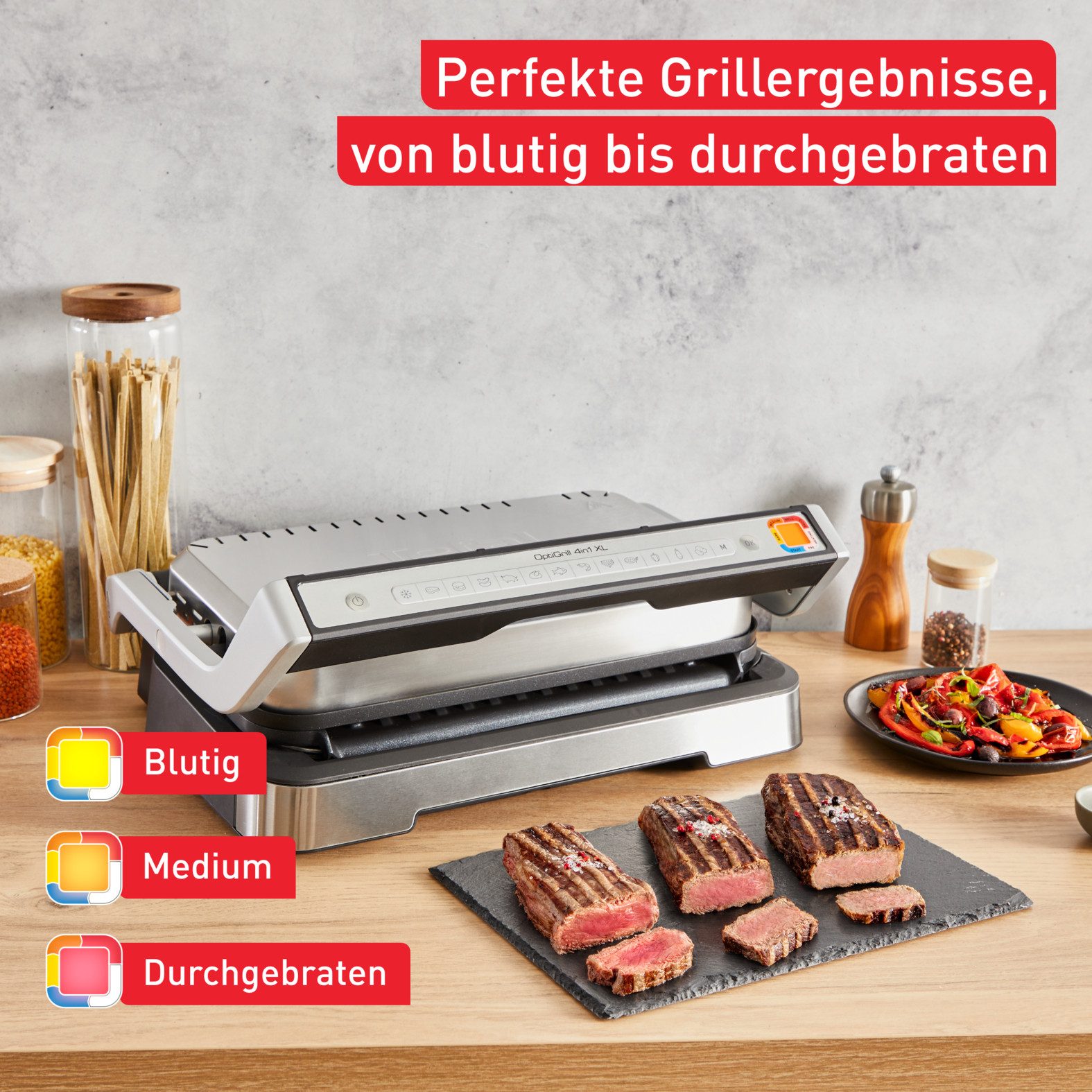 Tefal Kontaktgrill OptiGrill 4in1 XL, Grill/Barbeque/Backofen/komplette Mahlzeit, 2200 W, für bis zu 8 Personen, spülmaschinenfeste Platten und Schalen, GC784D – Bild 4 von 5