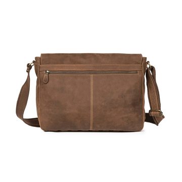 DRAKENSBERG Umhängetasche Messenger Bag »Leon« Havanna-Braun, Herren Leder Schultertasche mit 15" Laptopfach, handgemacht, Vintage