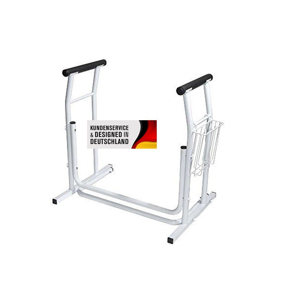 Duke-Handel WC-Aufstehhilfe Alltagshilfe mobil rutschfest mit Ablagekorb, belastbar bis 150 kg, stabil, einfache Montage, Maße: 67 x 48 x 64cm
