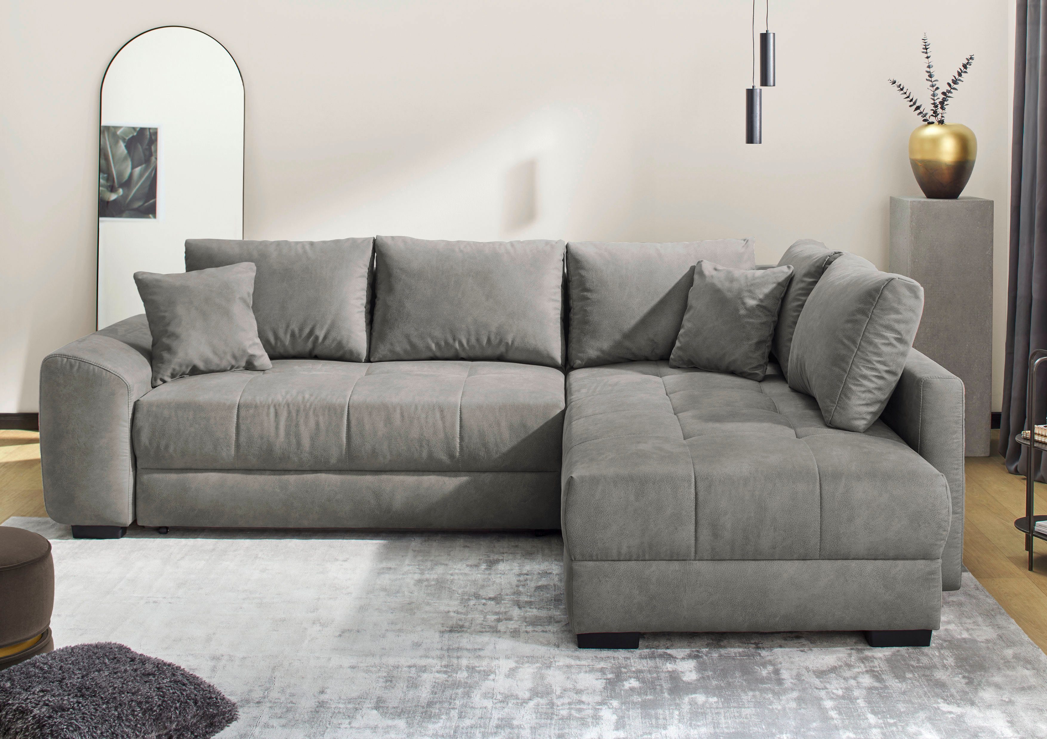 Jockenhöfer Gruppe Ecksofa Amalfi L-Form, B: 270 cm, Liegefl. 146x224 cm, Dauerschlafsofa, Couch mit Tonnentaschen-Federkern, Topper, …