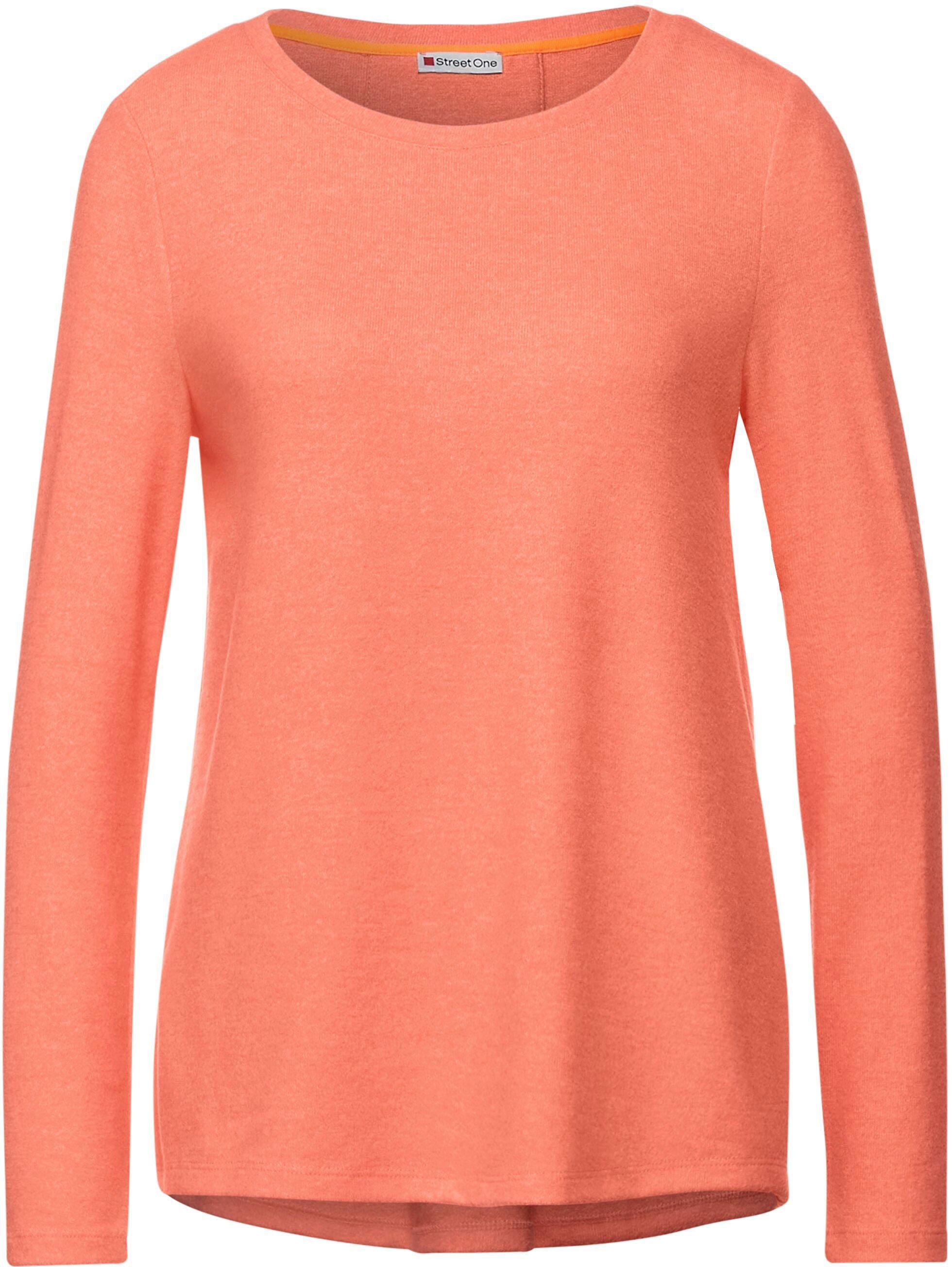 STREET ONE Langarmshirt in Melange coral Optik