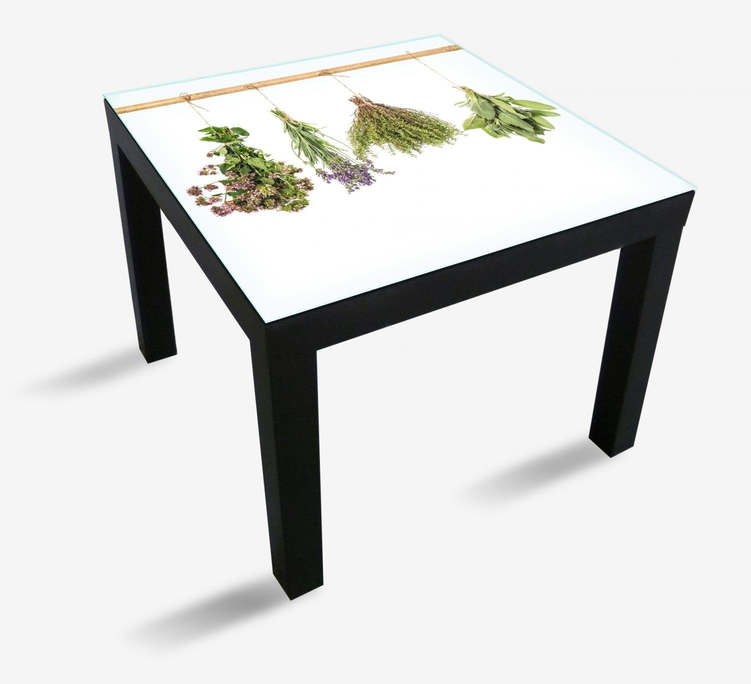 Wallario Tischplatte Verschiedene Kräuter an der Leine (1 St), für Ikea Lack Tisch geeignet